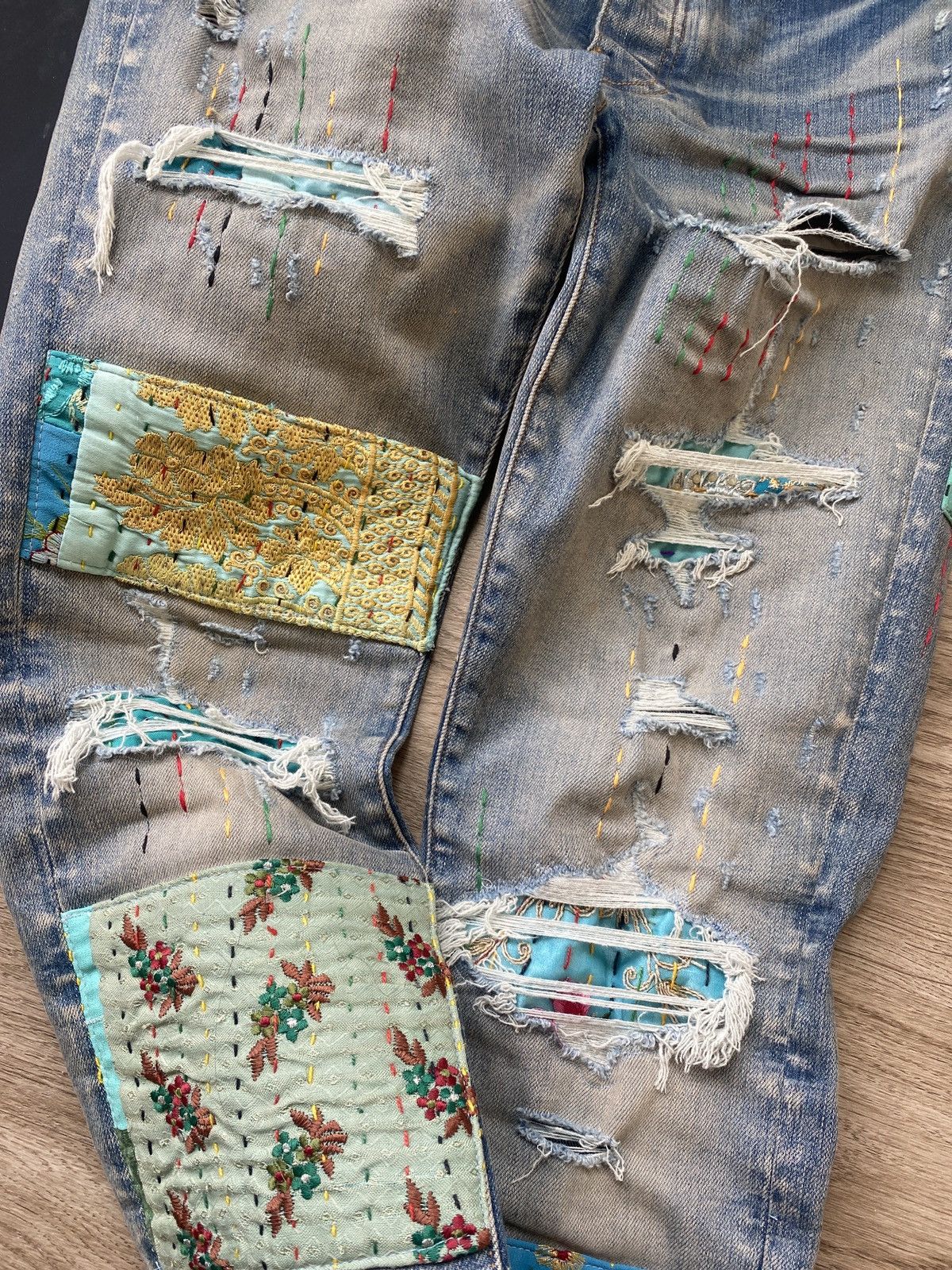 Amiri Rare patchwork sashiko stitched amiri jeans Size US 30 / EU 46 - 1 Thumbnail