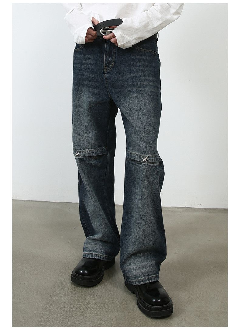 Japanese Brand × Jean Distressed washed open-leg straight-leg denim trousers Size US 32 / EU 48 - 1 Thumbnail