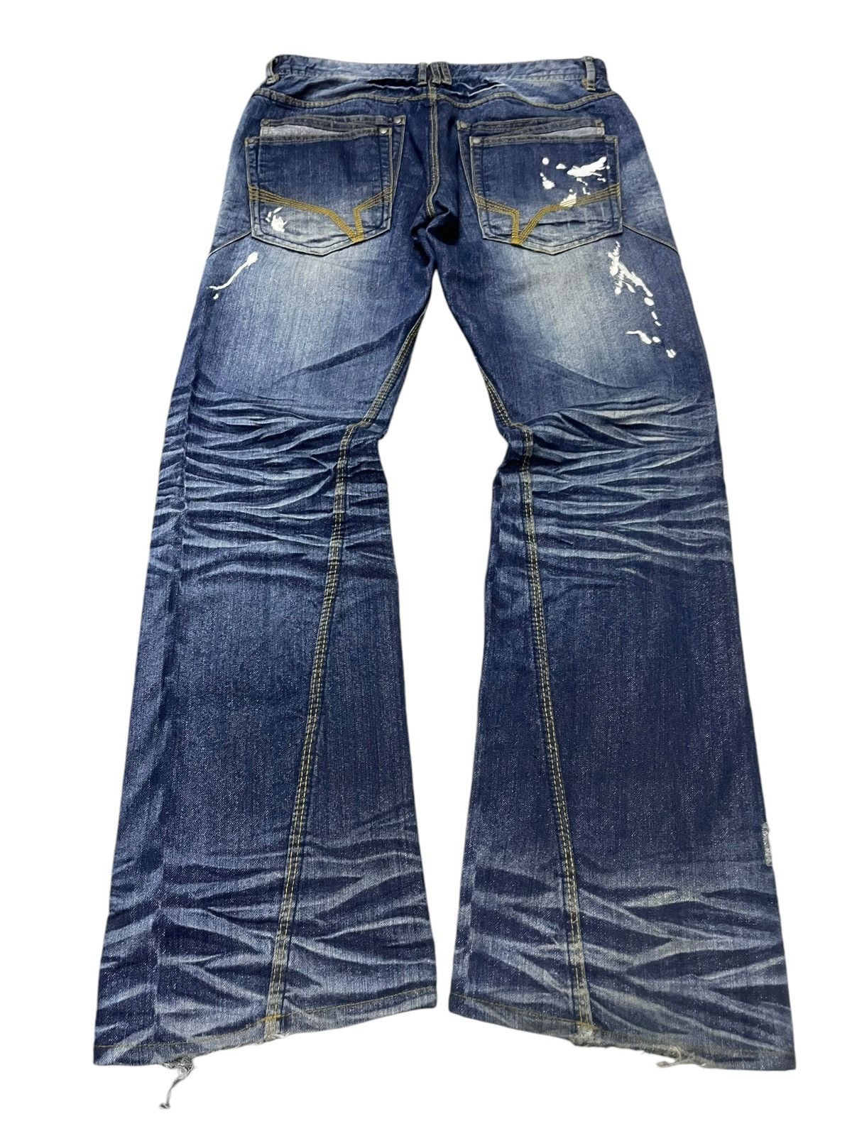 HIDEAWAYS × Hysteric Glamour Hideaways Nicole Heavy Whiskers Shiny Blue Flared Jeans Size US 30 / EU 46 - 2 Thumbnail