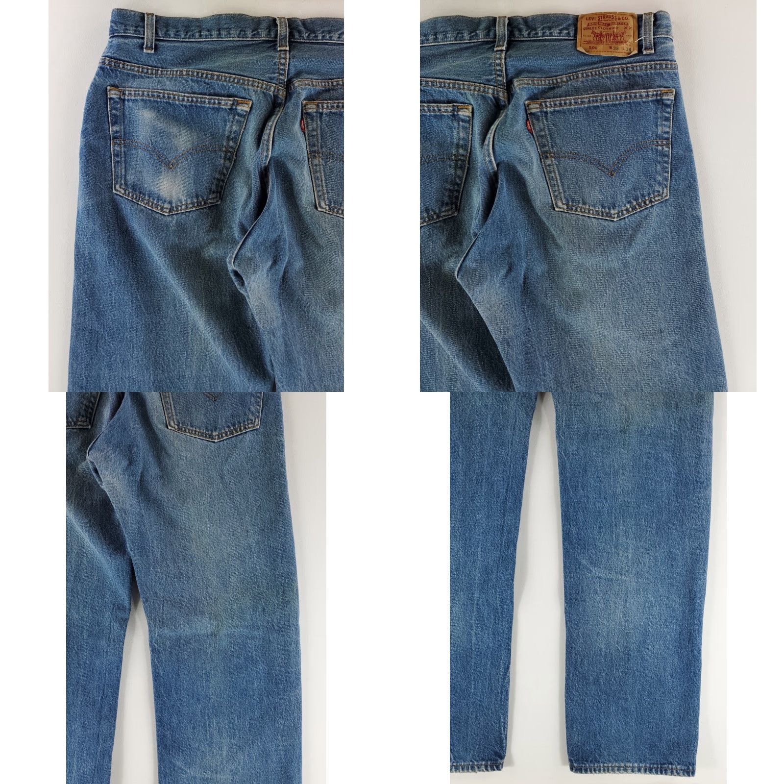 Levi's VINTAGE Levi's 501 Jeans Men Straight 36 Regular Blue Whiskering 90s 38x34 (36x32.5 Actual) Size US 36 / EU 52 - 9 Thumbnail