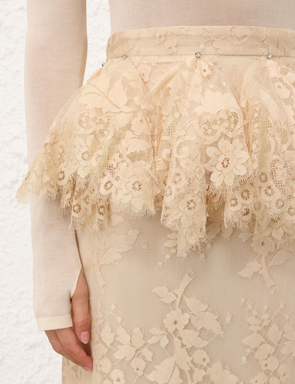 Zimmermann oc11z0925 Eden Lace Handkerchief Skirt in Beige Size 34" / US 12 / IT 48 - 5 Thumbnail