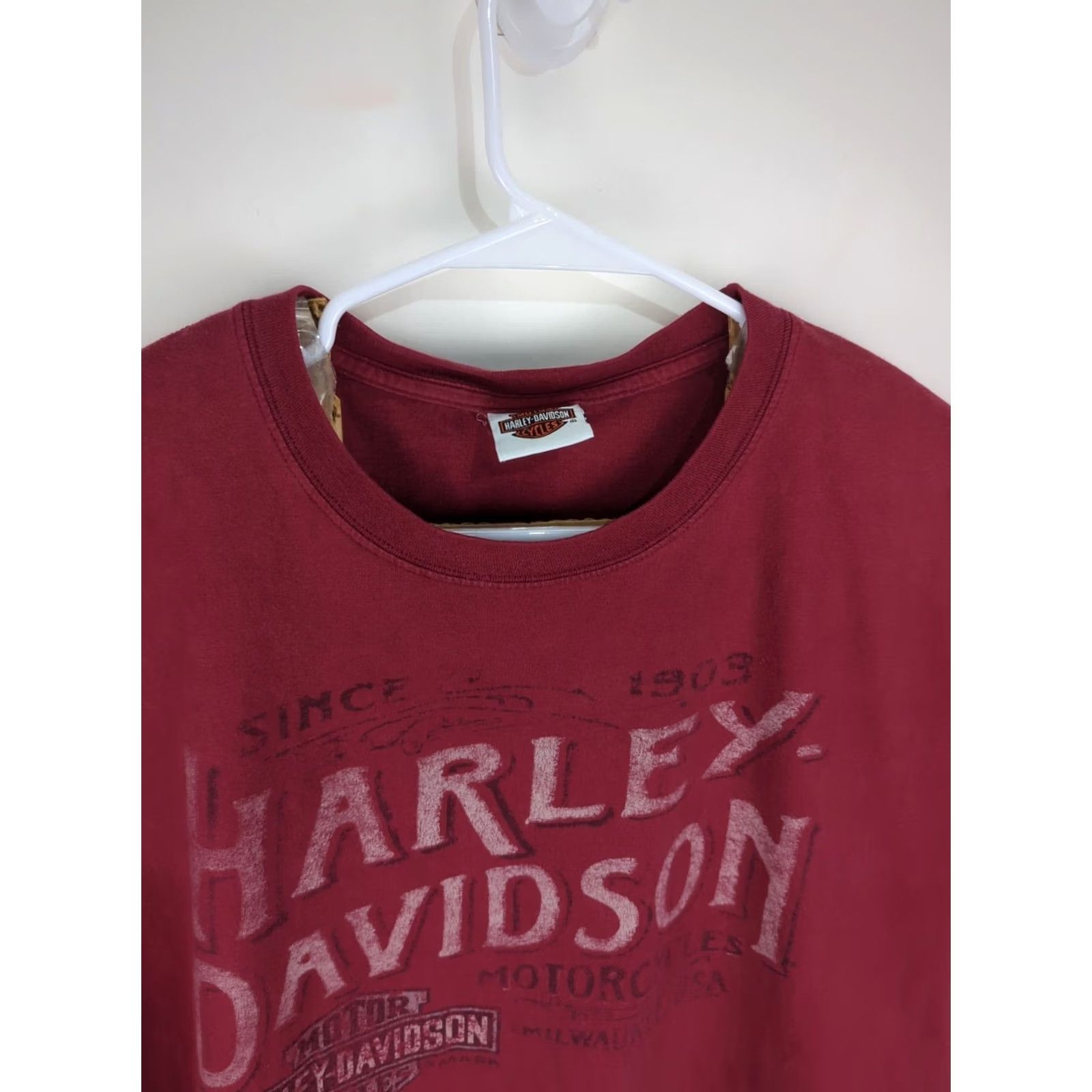 Harley Davidson Harley-Davidson Red Greenville North Carolina T-Shirt XL Thunder Motorcycles Mens Size US XL / EU 56 / 4 - 4 Thumbnail