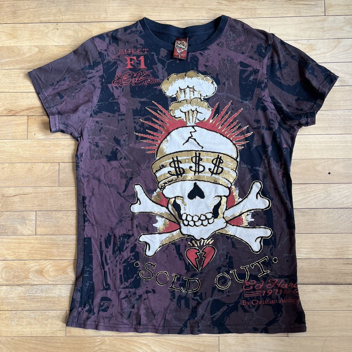 Ed Hardy × Vintage Mens Vintage Ed Hardy T-Shirt by Christian Audigier Y2K Size US L / EU 52-54 / 3 - 2 Thumbnail