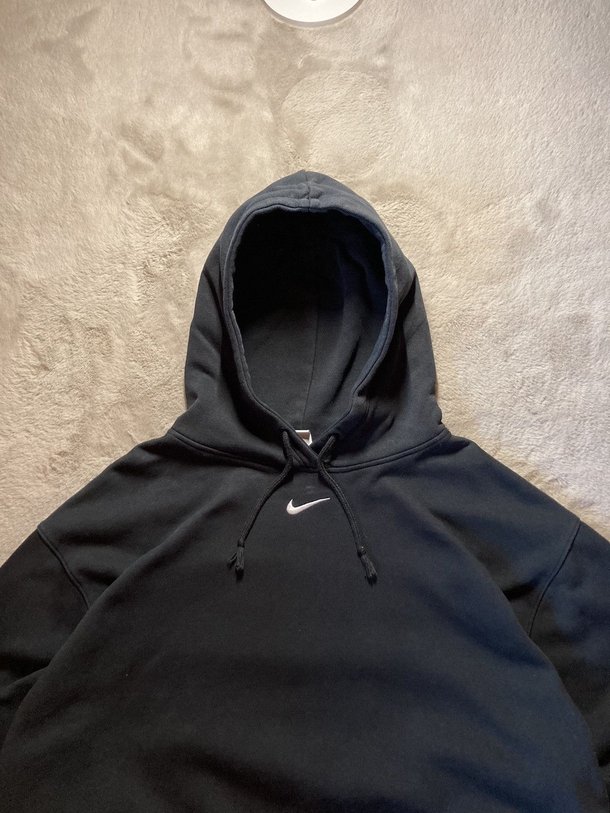 Nike × Vintage ⛩️Nike Hoodie Center Logo Vintage Y2K Baggy Sun Faded Black⛩️ Size US XL / EU 56 / 4 - 1 Thumbnail