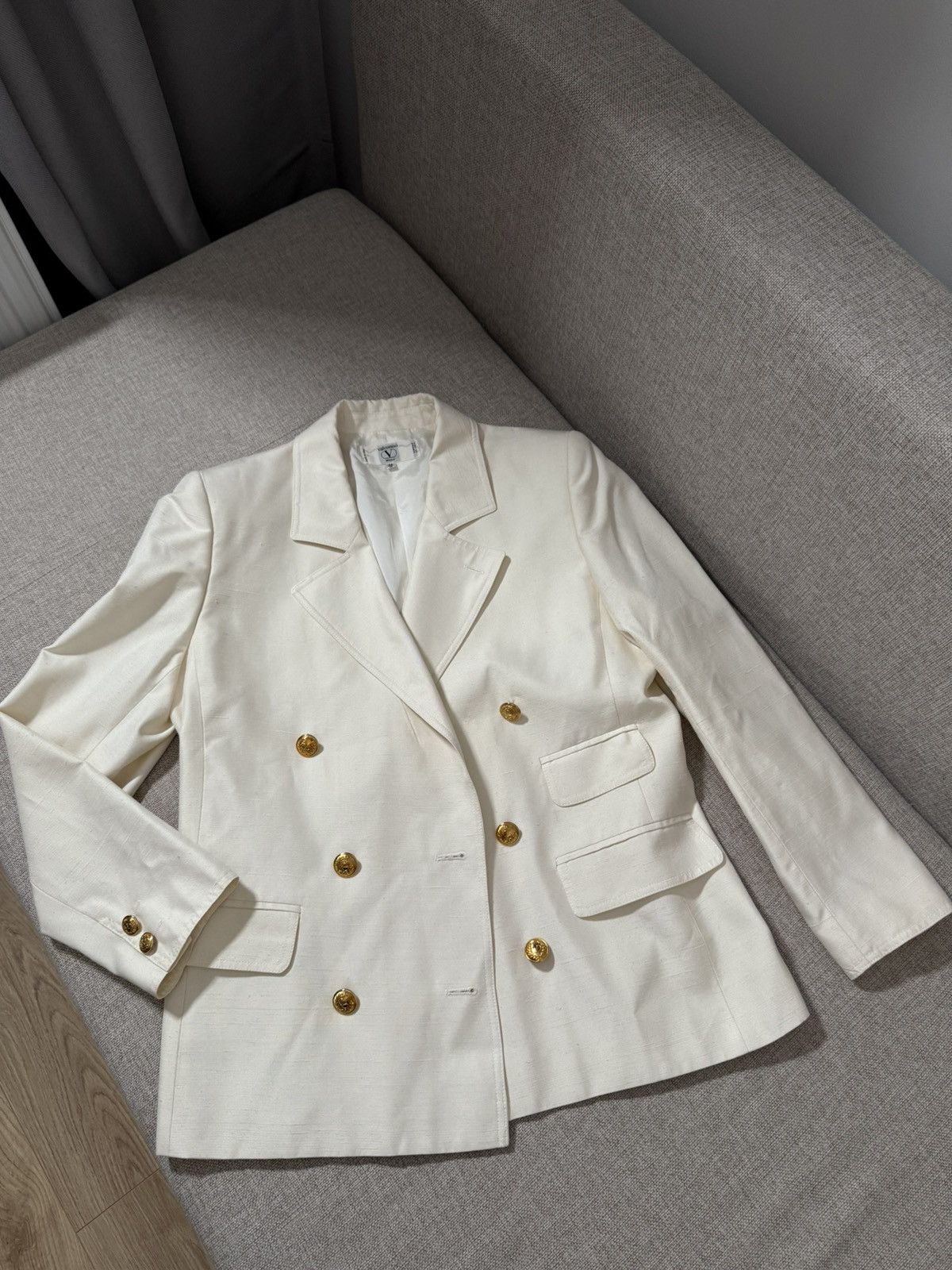 Valentino Valentine White Long Sleeve Double Breasted Blazer IT44 Size M / US 6-8 / IT 42-44 - 2 Thumbnail
