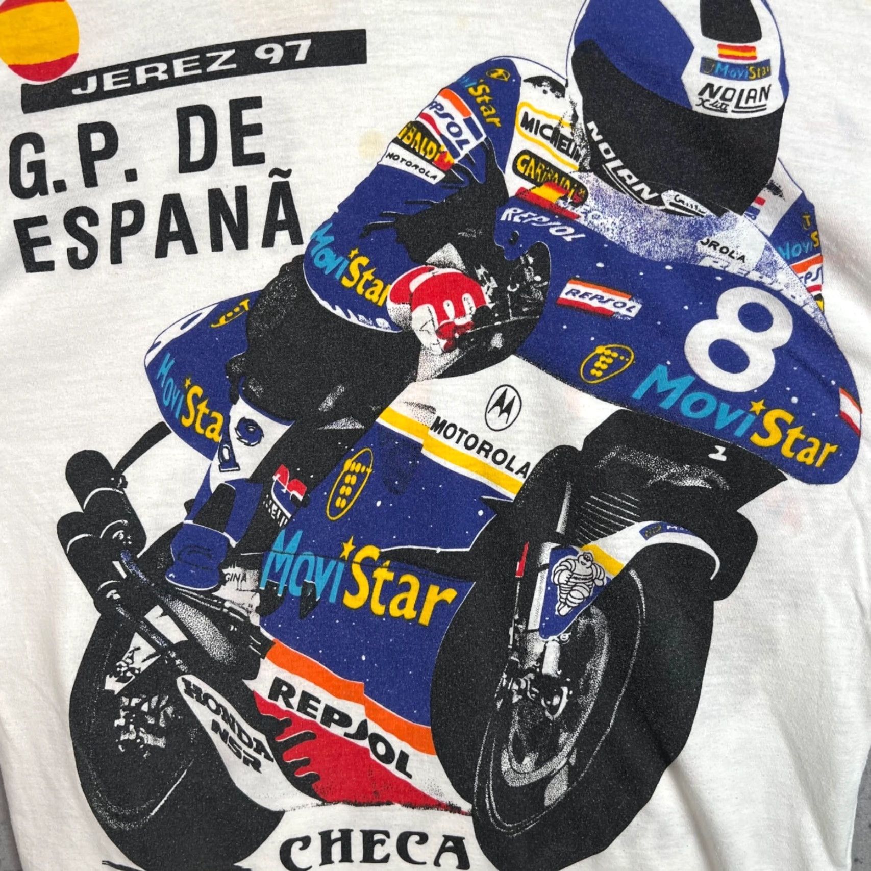 Vintage VINTAGE 1997 MotoGP Jerez España Checa Criville T-Shirt Men Medium White Sports Fans Europe Size US M / EU 48-50 / 2 - 5 Thumbnail