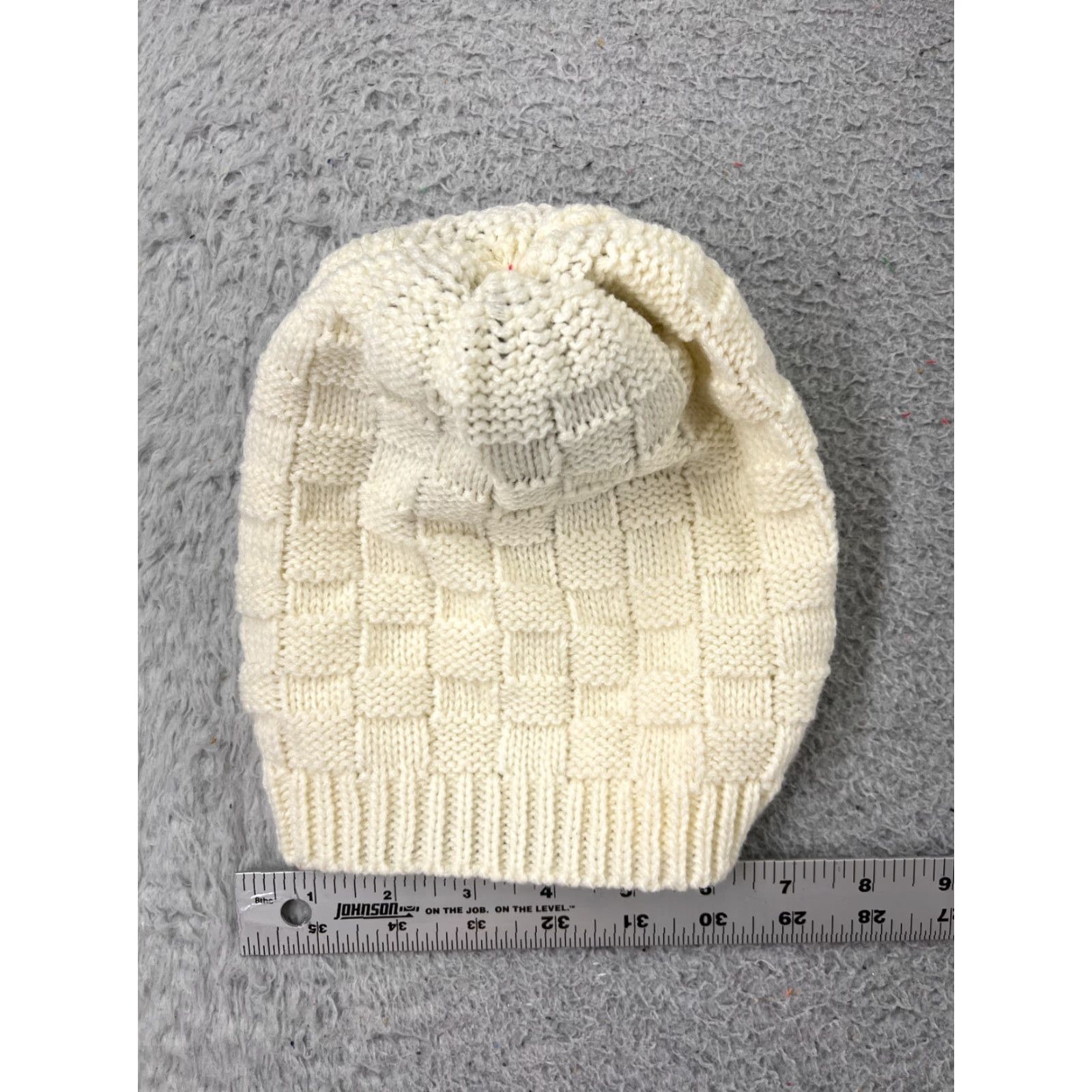 Vintage Chatties Beanie Toque Womens One Size Ivory Knit Acrylic Polyester Pom Ski Hat/Cap Womens Beanie One Size Ivory Knit Acrylic Polyester Pom Ski Size ONE SIZE - 5 Thumbnail