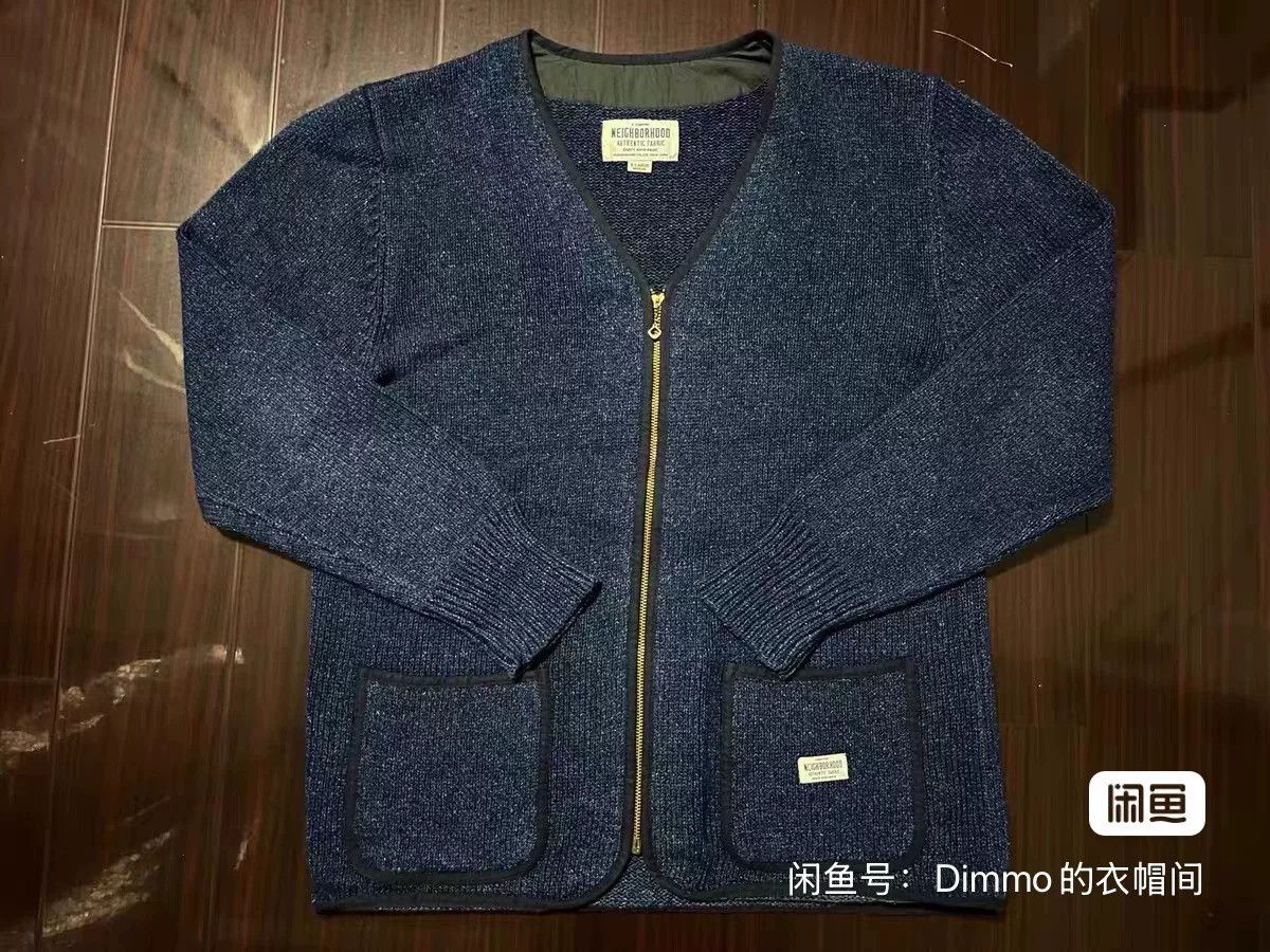 Neighborhood Neighborhood Indigo Knit Zip Cardigan Size US XL / EU 56 / 4 - 1 Thumbnail