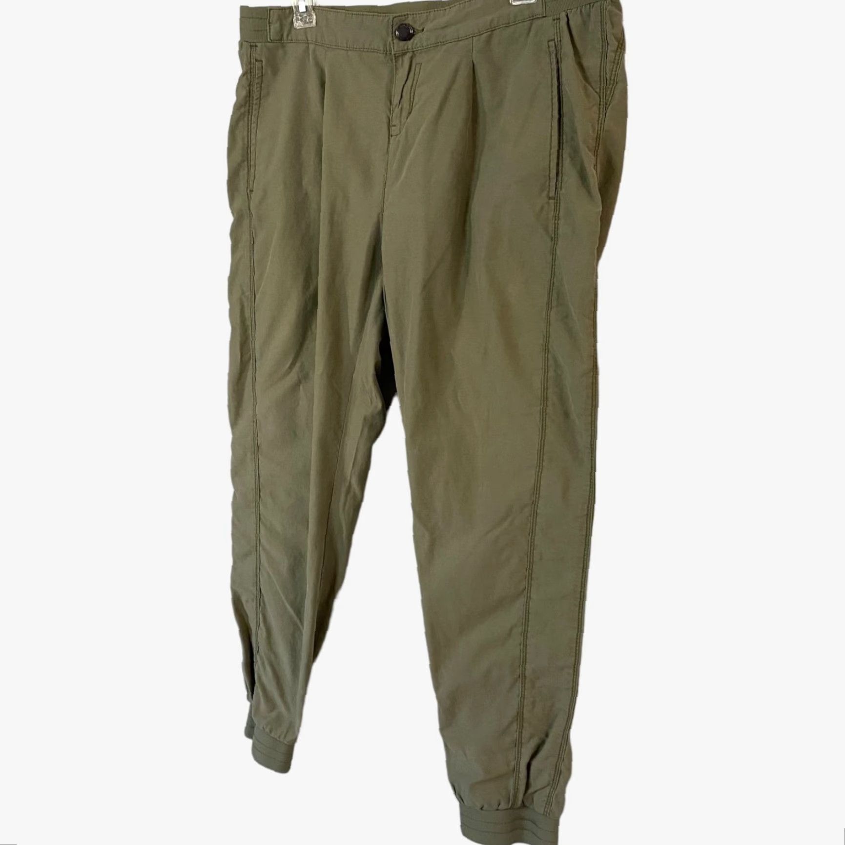 Vintage Lolë Athletic Jogger Pants Womens 12 Olive Green Slim Fit Stretch Elastic Waist Size 34" / US 12 / IT 48 - 2 Thumbnail