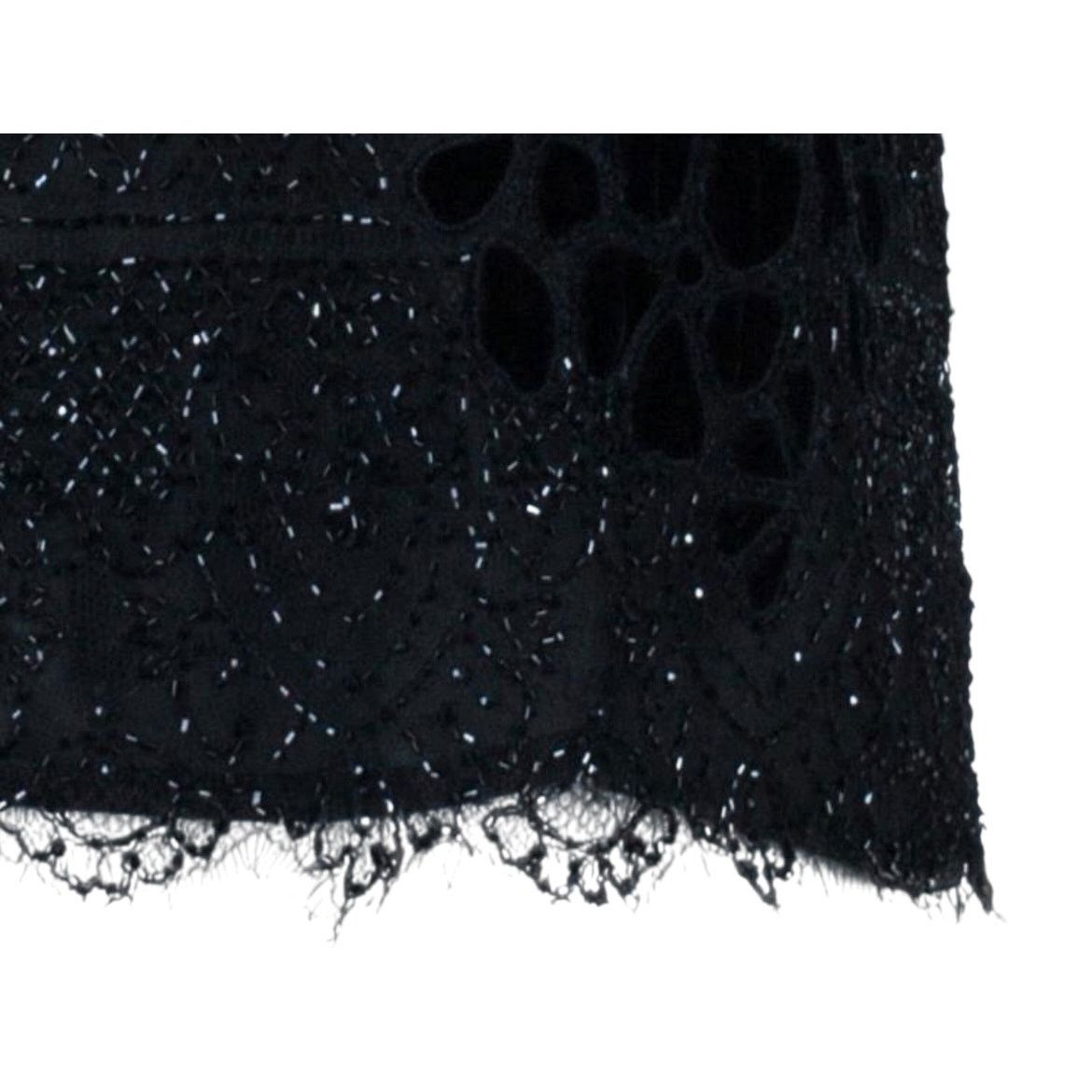 Valentino Valentino Black Beaded Square Neck Sheer Short Sleeve Top Size M / US 6-8 / IT 42-44 - 9 Thumbnail