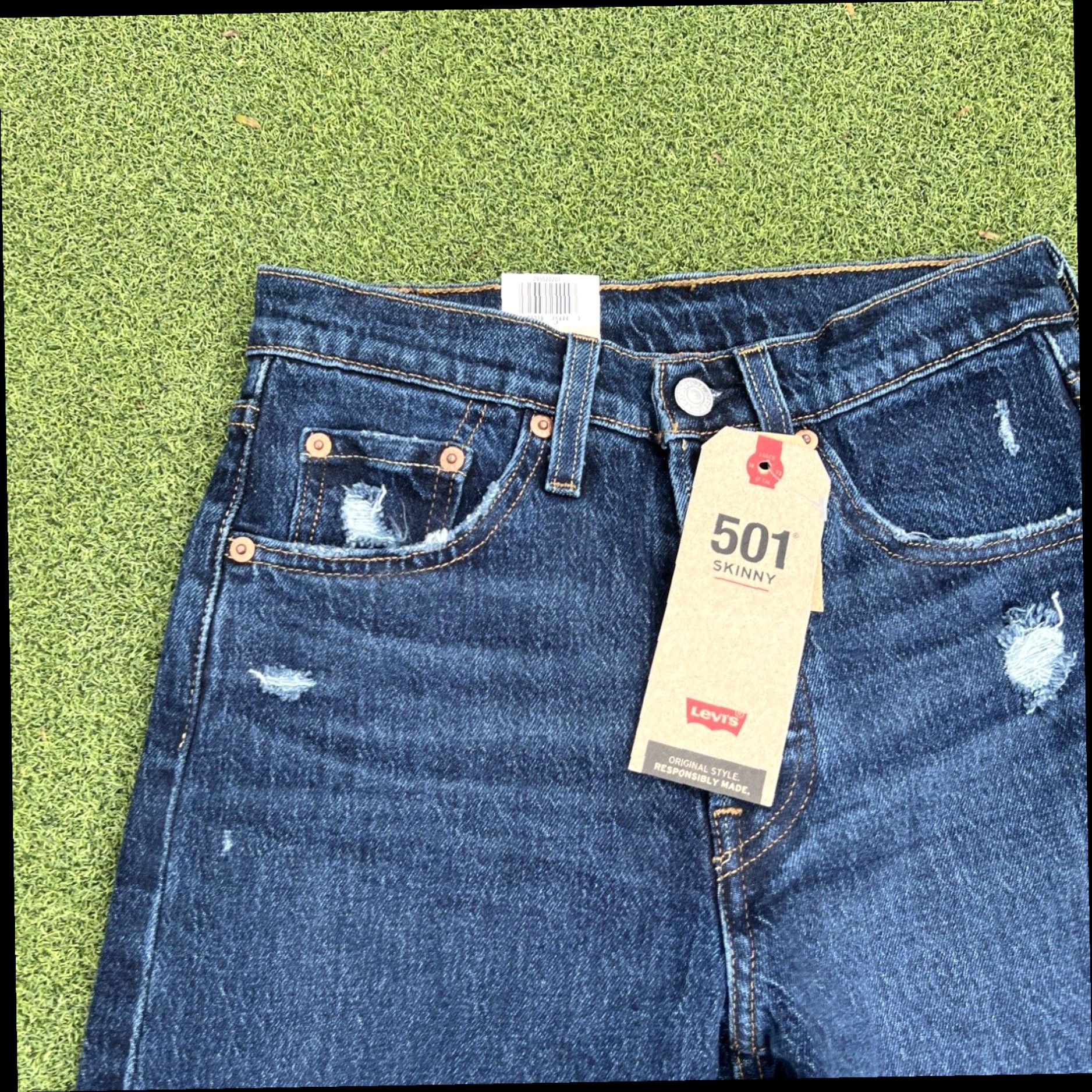 Levi's Levi Strauss & Co. Women's Light Wash High Rise 501 Skinny Jeans Size 24X30 Size 42" / US 20 - 6 Thumbnail