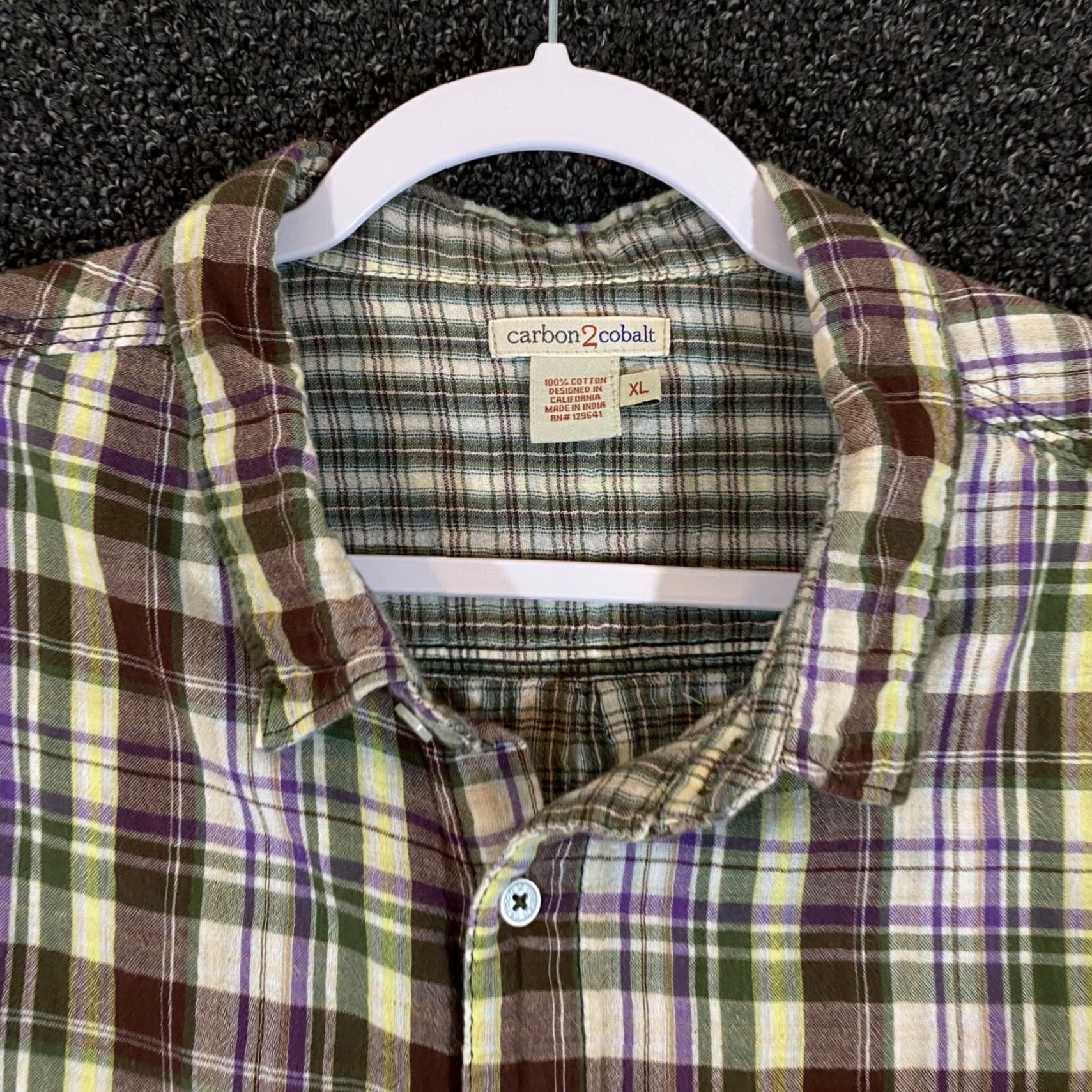 Carbon2Cobalt Carbon 2 Cobalt Shirt Mens XL Brown Green Plaid Flannel Button-Down Cotton L/S Size US XL / EU 56 / 4 - 2 Thumbnail
