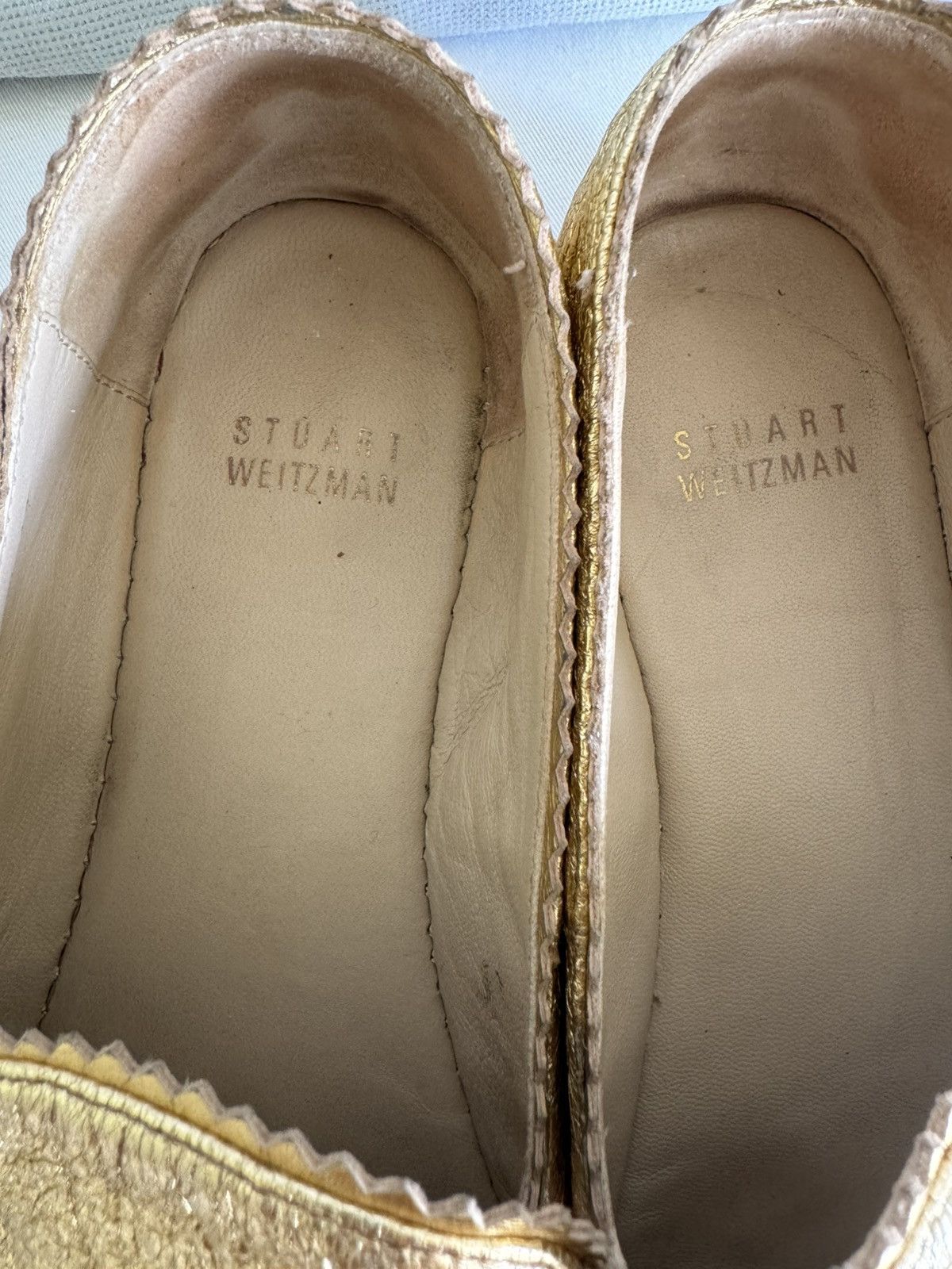 Stuart Weitzman STUART WEITZMAN Gold Leather Espadrille Flats 8.5 Size US 8.5 / IT 38.5 - 6 Thumbnail