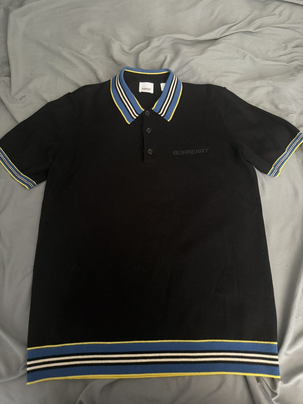 Burberry Merino Wool Stripe Accent Polo Size US M / EU 48-50 / 2 - 1 Thumbnail