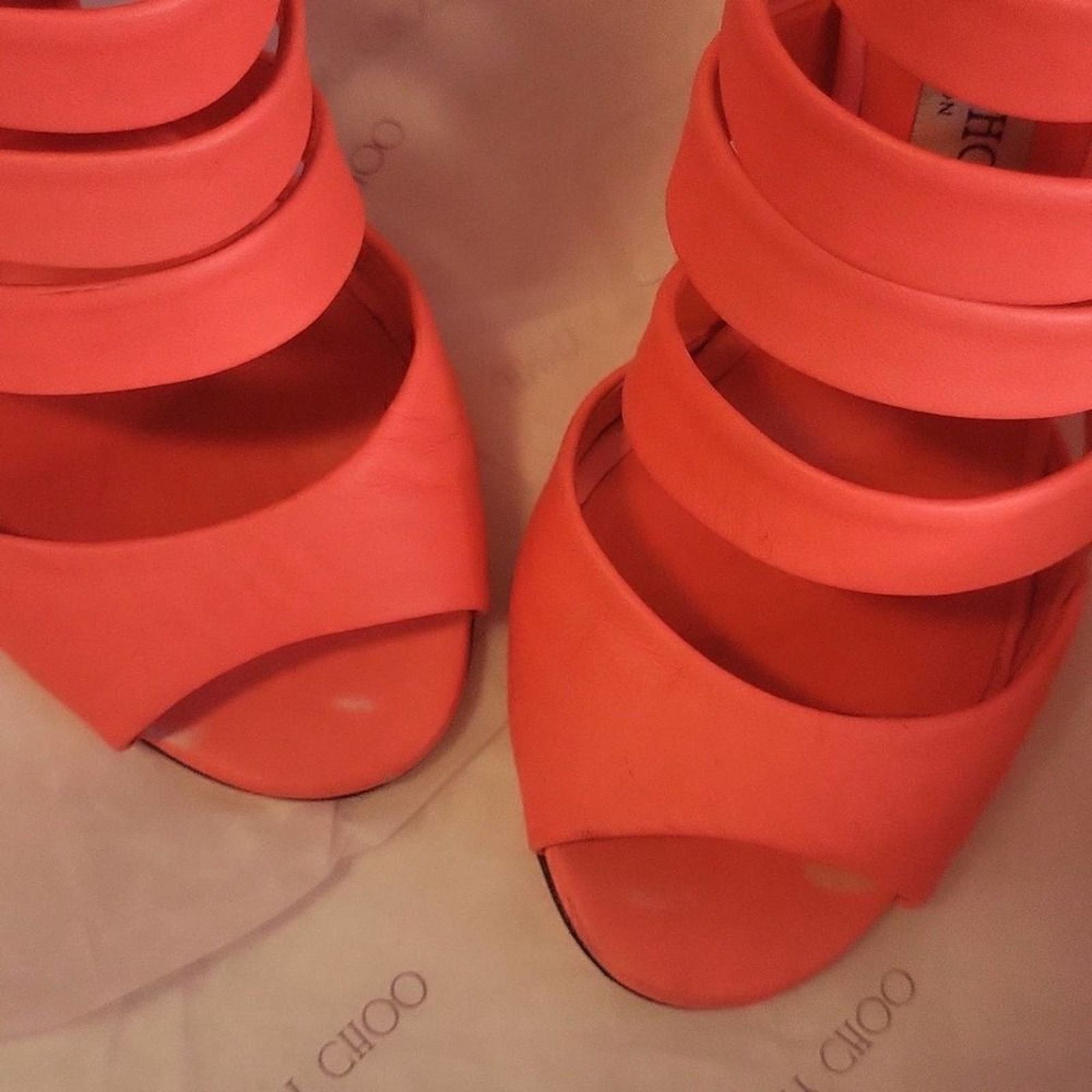 Jimmy Choo Jimmy Choo Damsen Neon Flame Nappa Leather Sandals Heels 6.5 Size US 6.5 / IT 36.5 - 11 Thumbnail