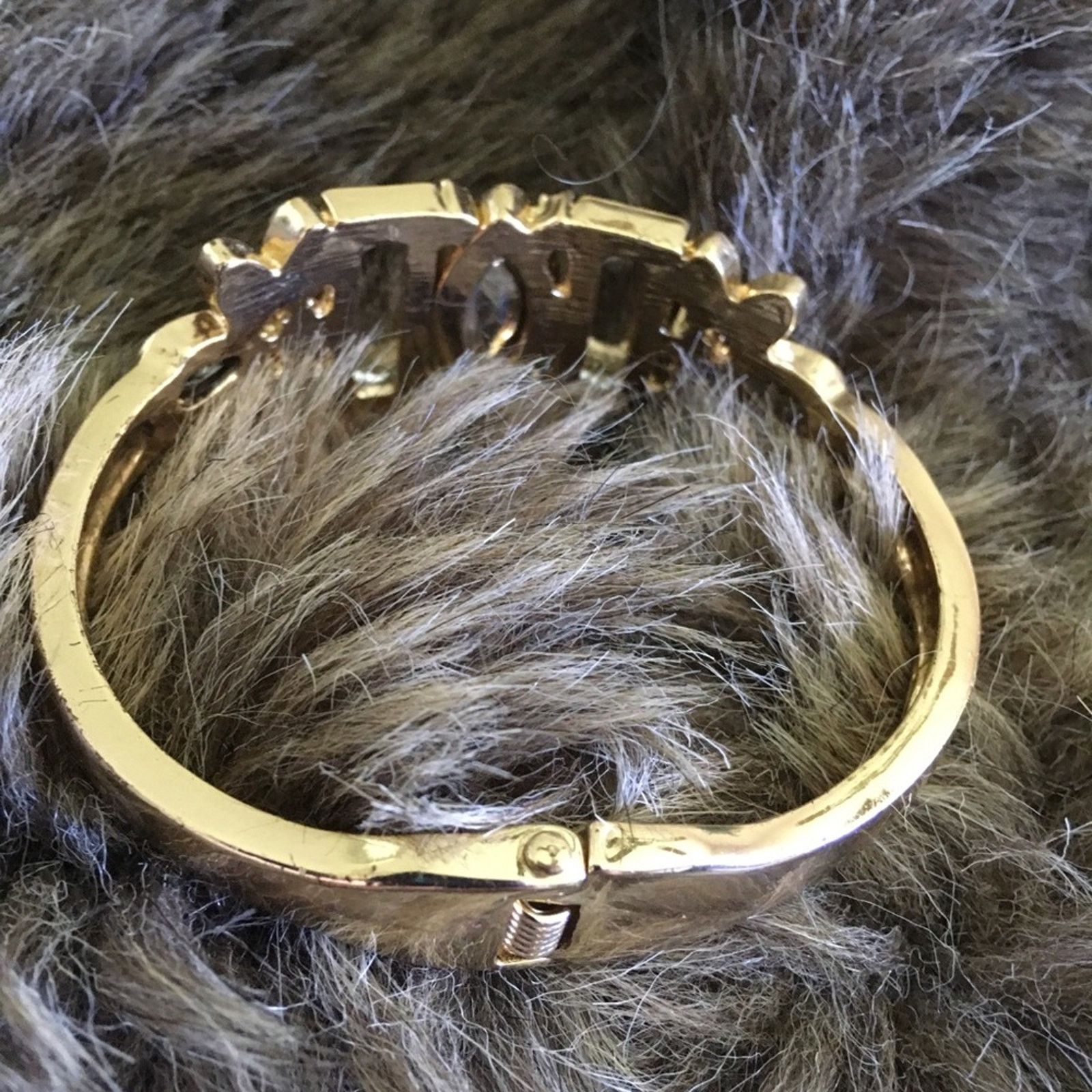 Vintage Vintage 80s faceted glass stone clamp bracelet Size ONE SIZE - 5 Thumbnail