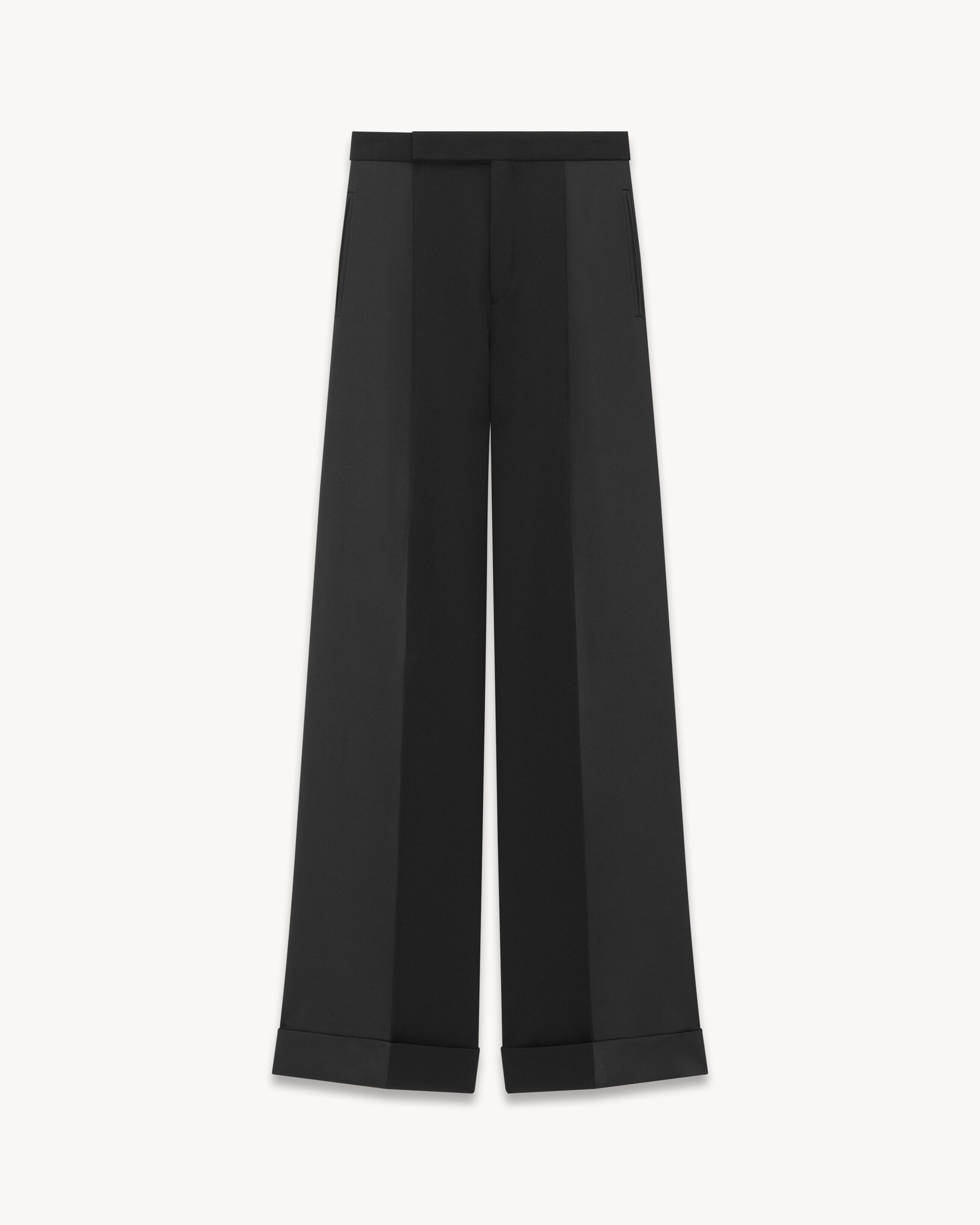 Saint Laurent Paris o1s1wg111124 Flared Tuxedo Pants In Grain De Poudre in Black Size US 38 / EU 54 - 1 Thumbnail
