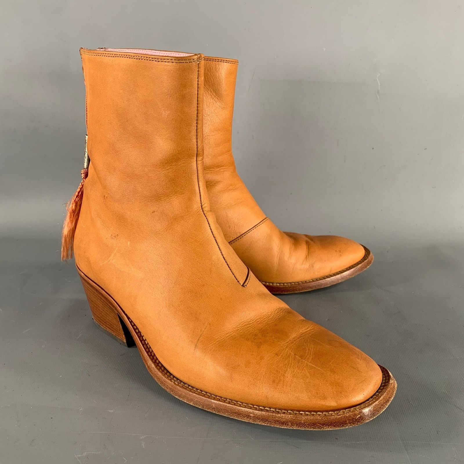 Acne Studios ACNE Size 8 Brown Crackled Leather Ankle Boots Size US 8 / EU 41 - 1 Thumbnail