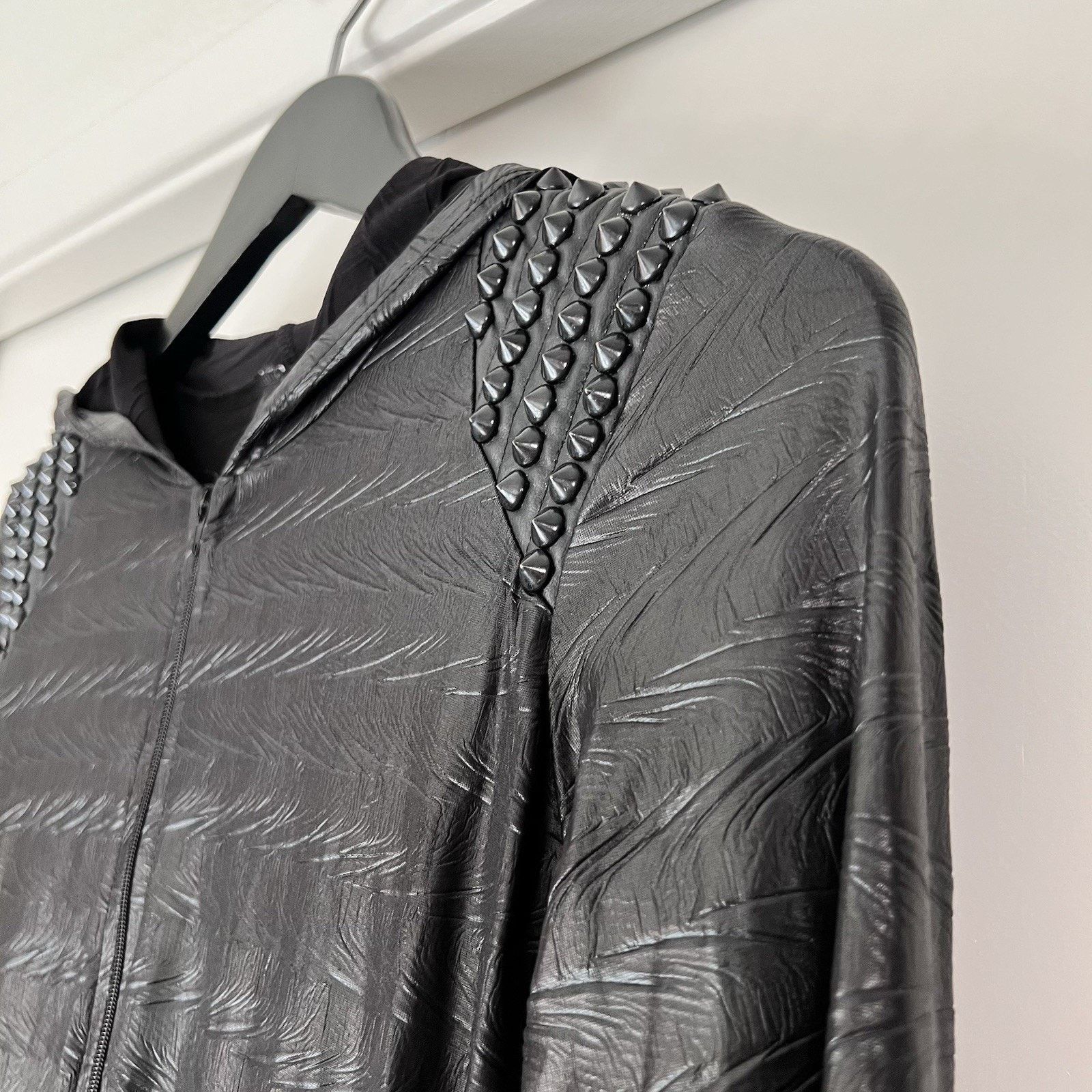 L.A. Roxx L.A. Roxx S/M Bodysuit Faux Leather Spike Studs Zip Up Hood Size S / US 4 / IT 40 - 3 Thumbnail