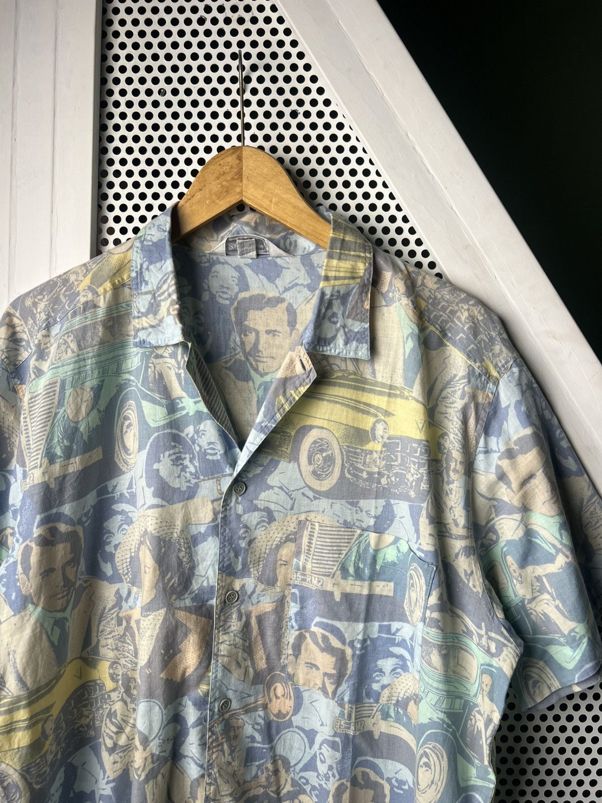 Ermenegildo Zegna 1990s Vintage Rare Zegna All Over Print Open Collar Shirt Size US L / EU 52-54 / 3 - 3 Thumbnail