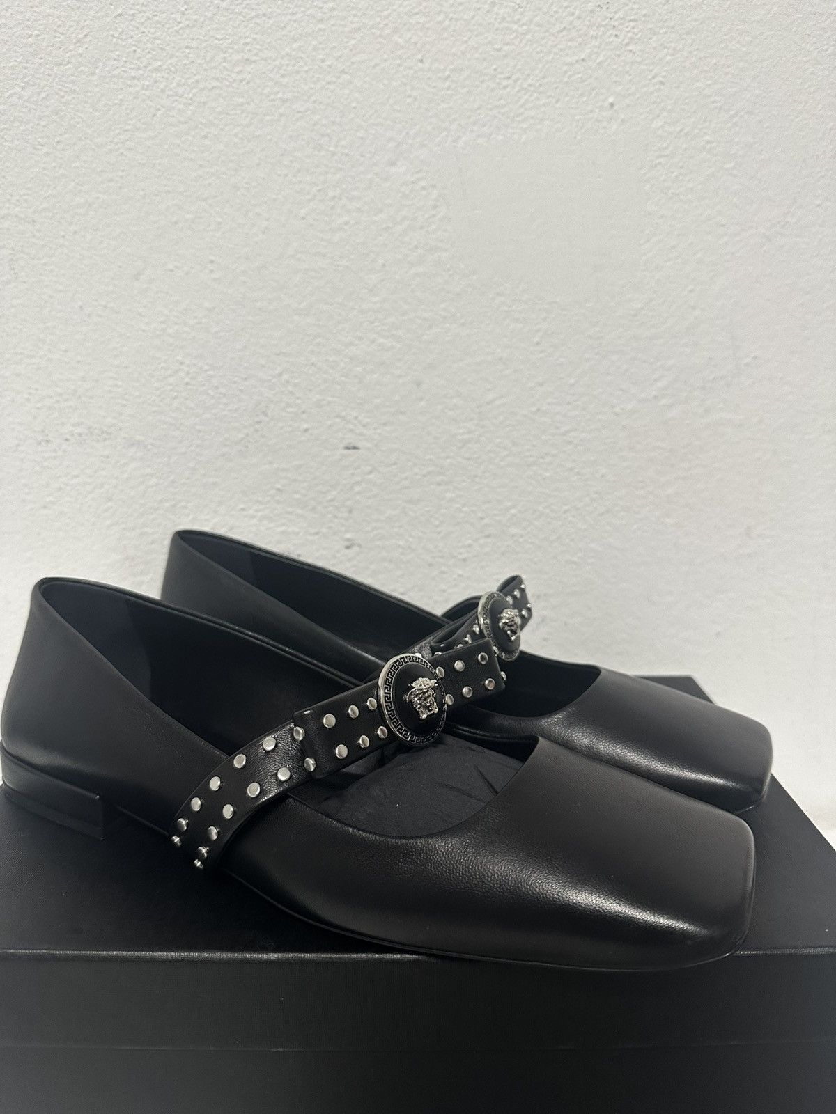 Versace Gianni Ribbon Studded Ballerina