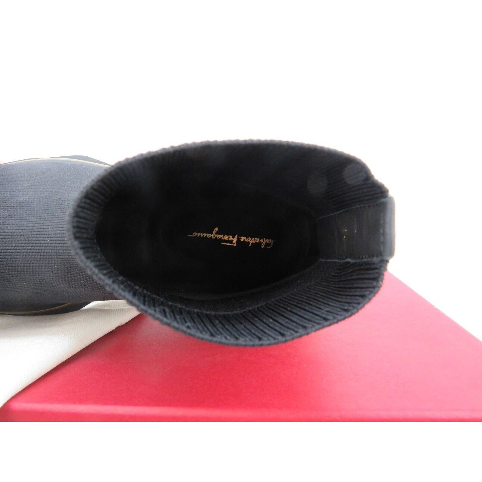 Salvatore Ferragamo FERRAGAMO GARDENA BLACK KNIT GANCINI LOGO SOCK BOOTS 6.5 C Size US 6.5 / IT 36.5 - 13 Thumbnail