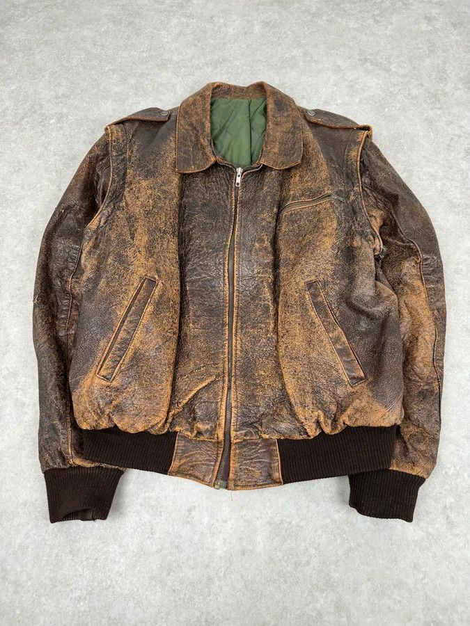 Studio D'Artisan Archive Brown Eroded Leather Jacket with Detachable Sleeves Size US L / EU 52-54 / 3 - 6 Thumbnail