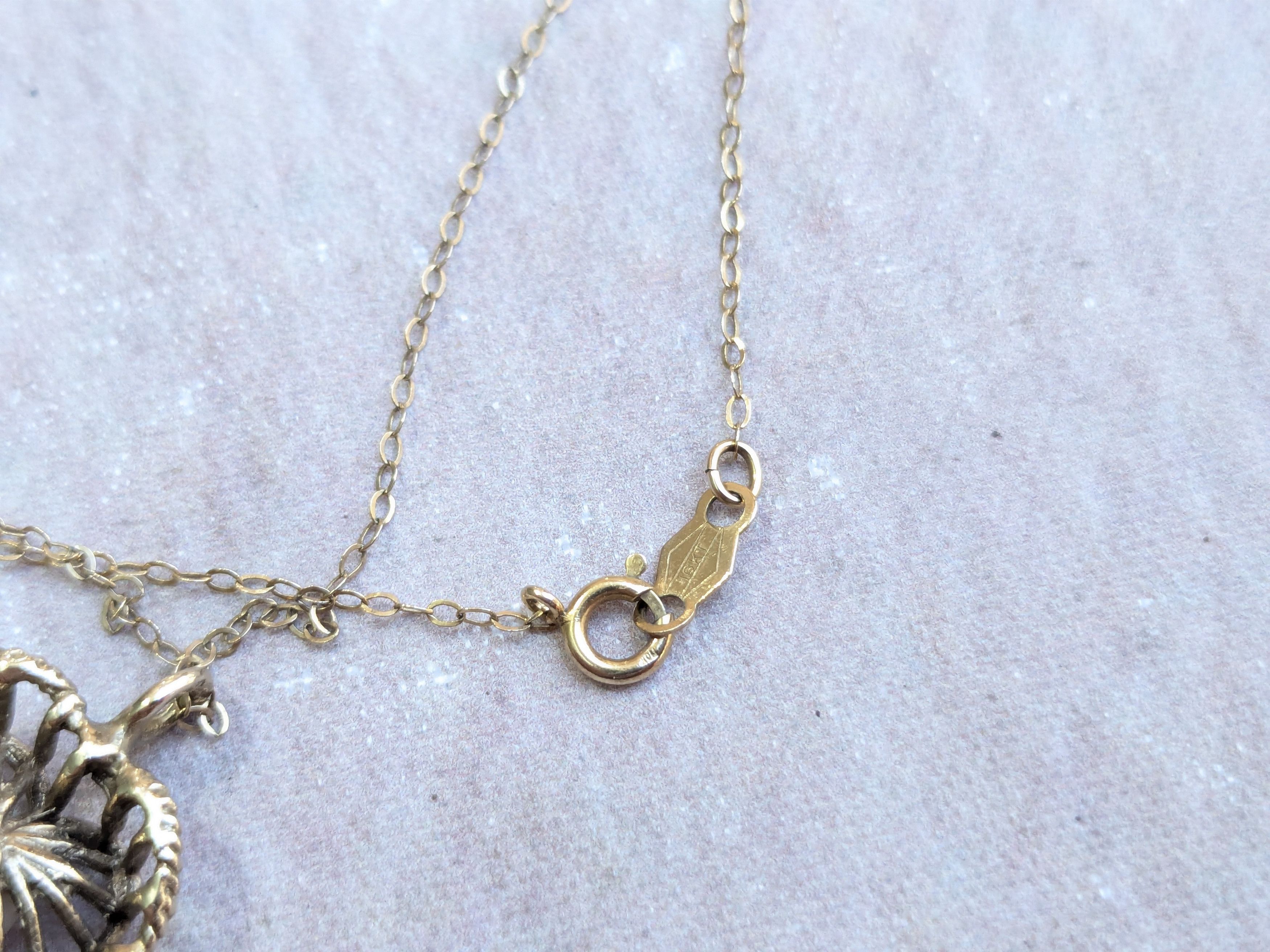 Jewelry Vintage 10k Gold Necklace Heart Pearl 17" Size ONE SIZE - 8 Thumbnail