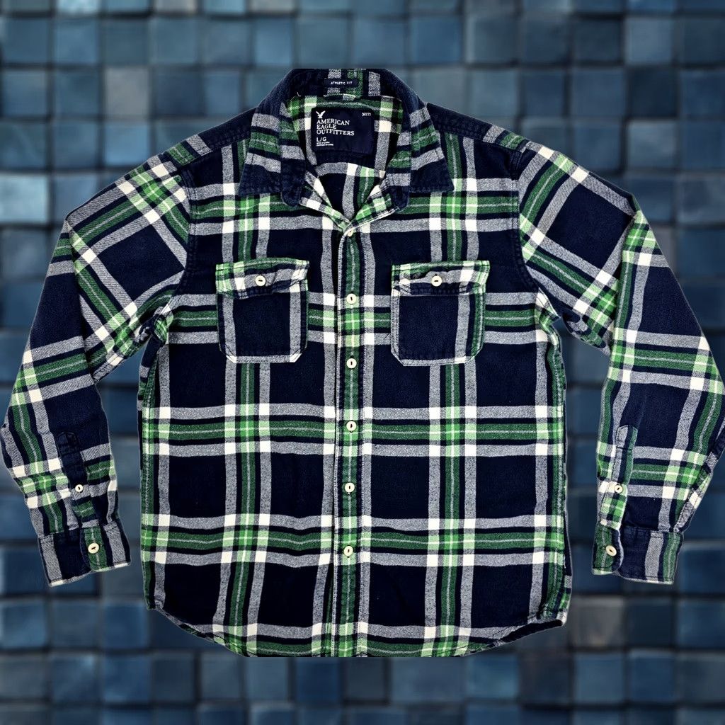 American Eagle Outfitters VINTAGE AMERICAN EAGLE Athletic Fit Flannel Shirt LOT x 2 Men L Green & Red Plaid Size US L / EU 52-54 / 3 - 1 Thumbnail