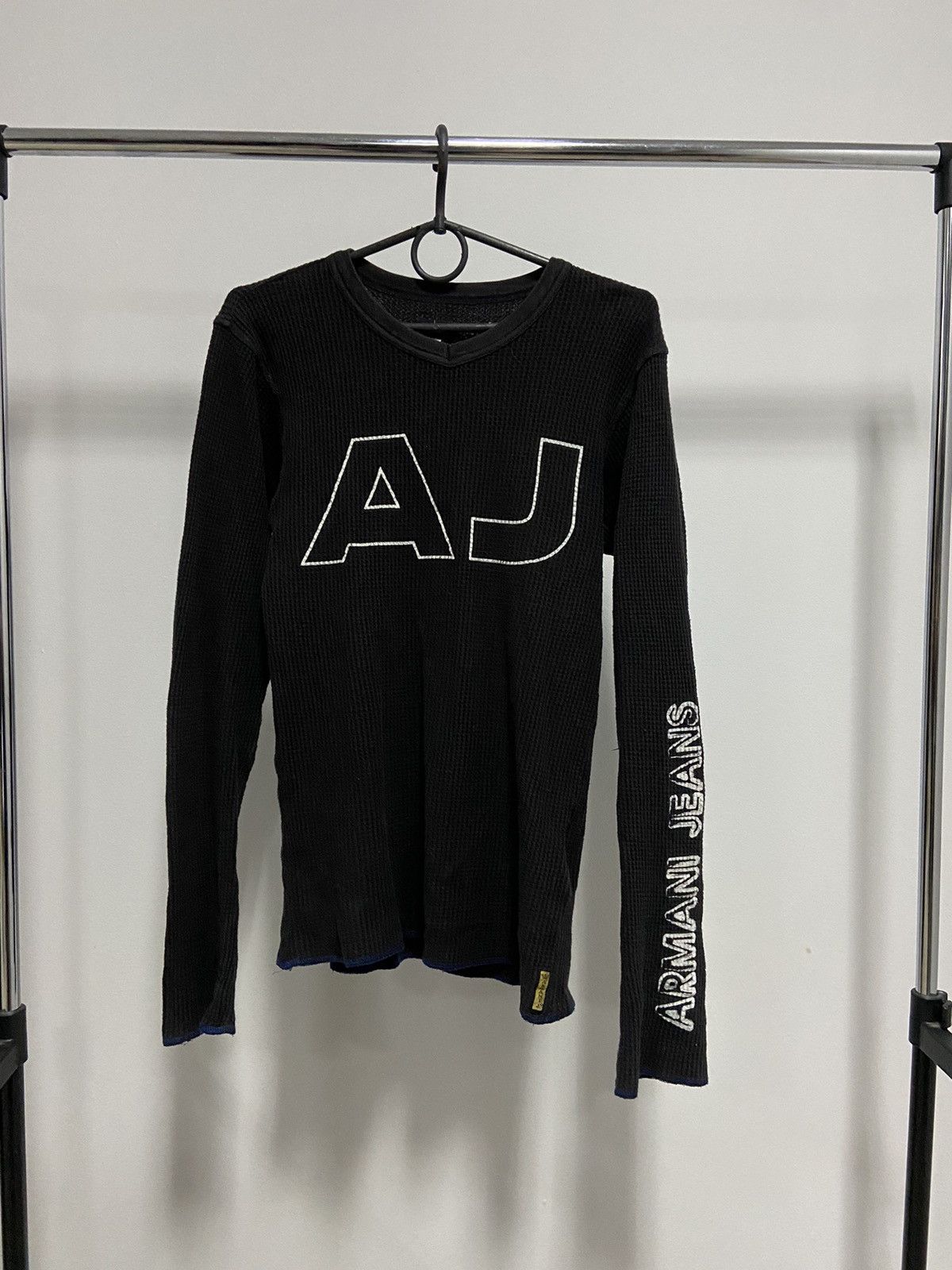Armani × Vintage Armani jeans AJ Big logo sweater vintage sleeve knitted Size US M / EU 48-50 / 2 - 1 Thumbnail