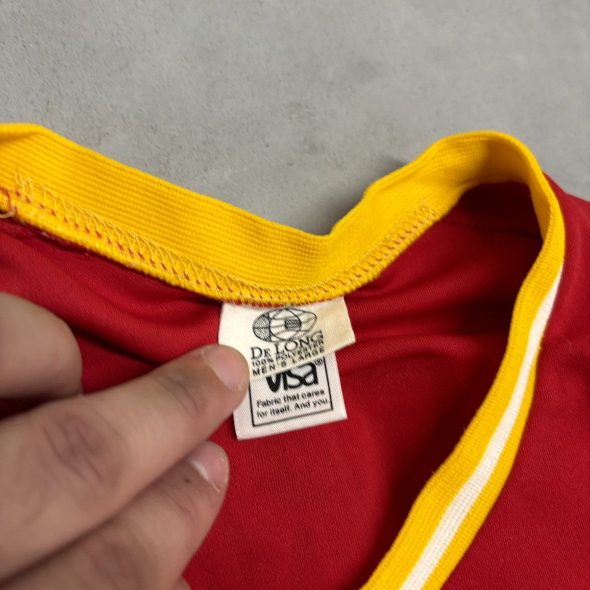 Vintage Vintage 70s Baseball Jersey Storm Cropped Red Yellow Shirt Size US L / EU 52-54 / 3 - 3 Thumbnail