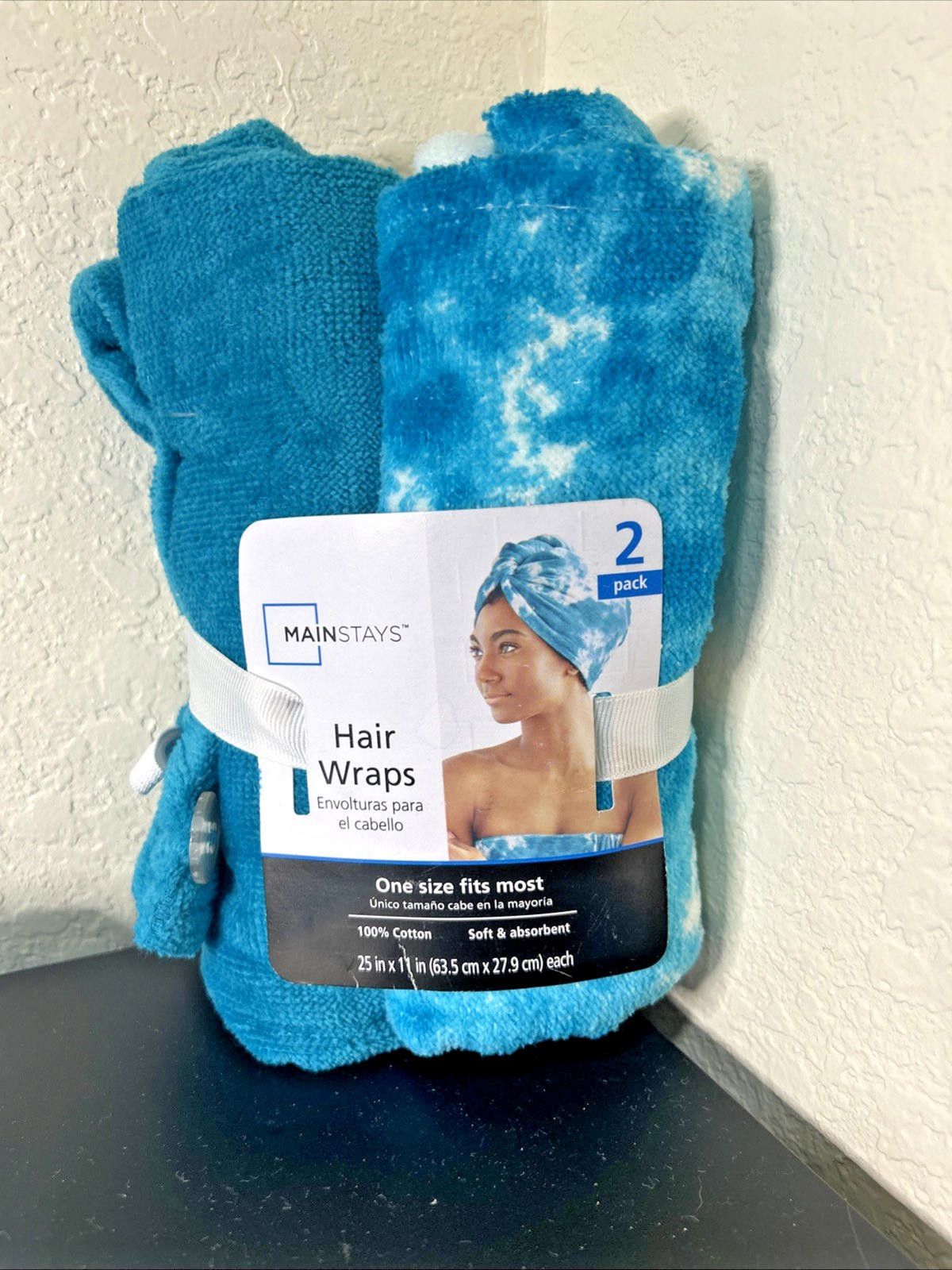 Designer Shower Wrap 60"X31" W/MATCH Hair Wraps Dye Blue 11”X25” 2PCK Size ONE SIZE - 4 Thumbnail