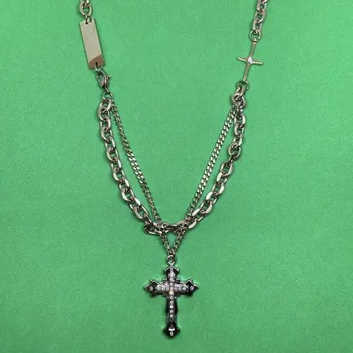 Jewelry Titanium Steel Layered Cross Pendant Necklace for Men Women Size ONE SIZE - 1 Thumbnail