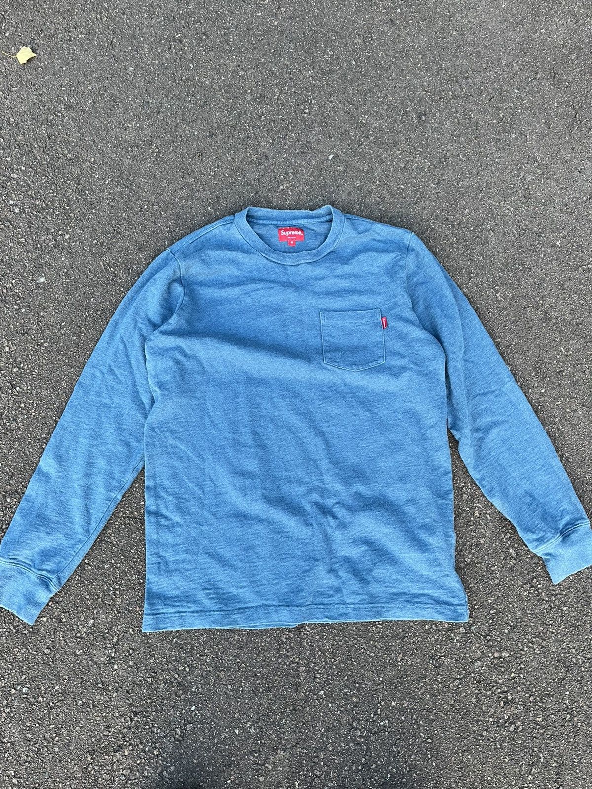 Supreme 💄SUPREME BASIC POCKET BLUE LONG SLEEVE TEE Size US M / EU 48-50 / 2 - 1 Thumbnail