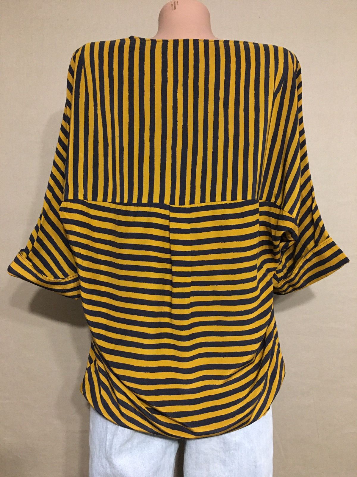 Christian Wijnants Christian Wijnants Silk Blouse Top Yellow Black Striped Size L / US 10 / IT 46 - 5 Thumbnail