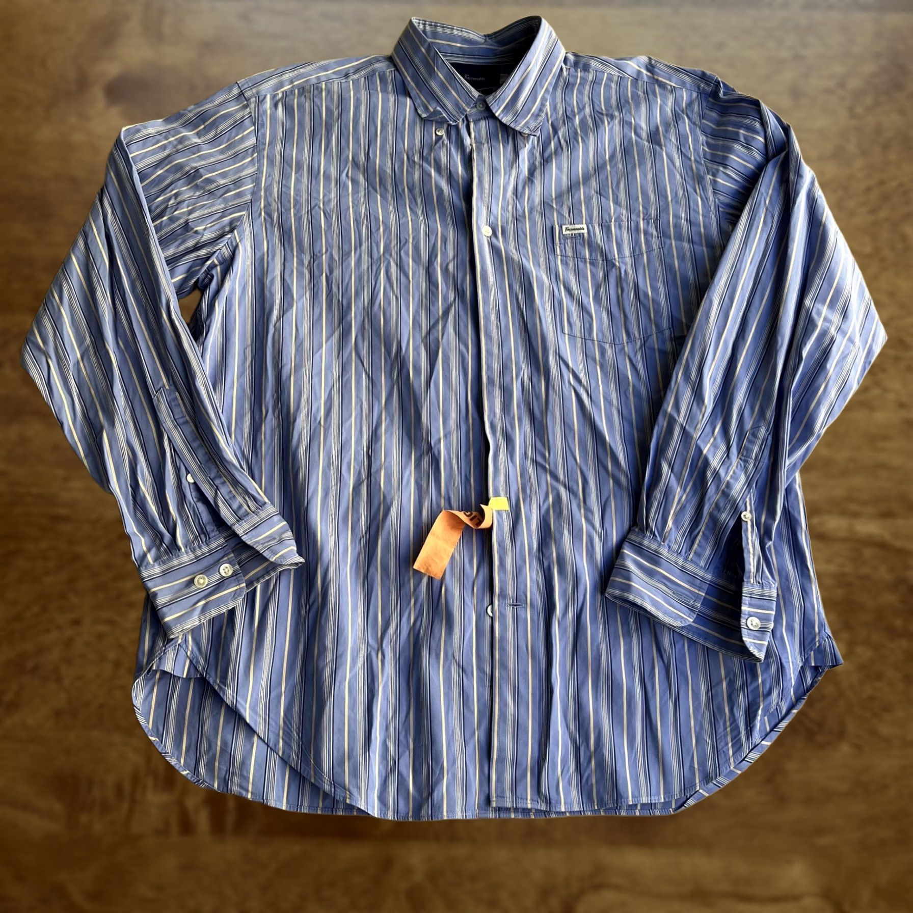 Faconnable Façonnable Dress Shirt Mens XL Blue Stripe Classique Long Sleeve Button-Down Size 46R - 1 Thumbnail