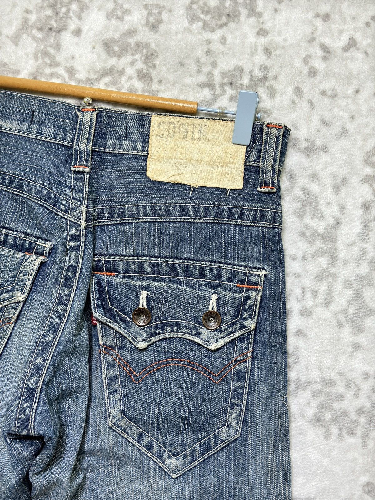 Edwin Vintage Edwin 401XV Muddy Wash Flared Distressed Jeans Size US 29 - 12 Thumbnail