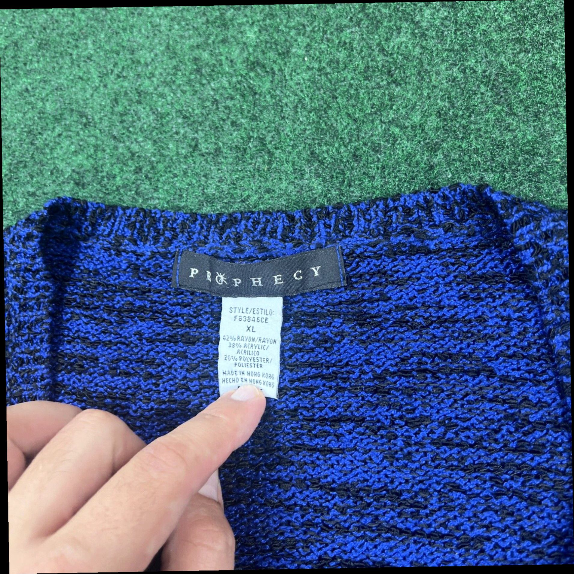 Vintage Prophecy Womens Top Sz XL Blue Black Short Sleeve T Shirt Size XL / US 12-14 / IT 48-50 - 4 Thumbnail