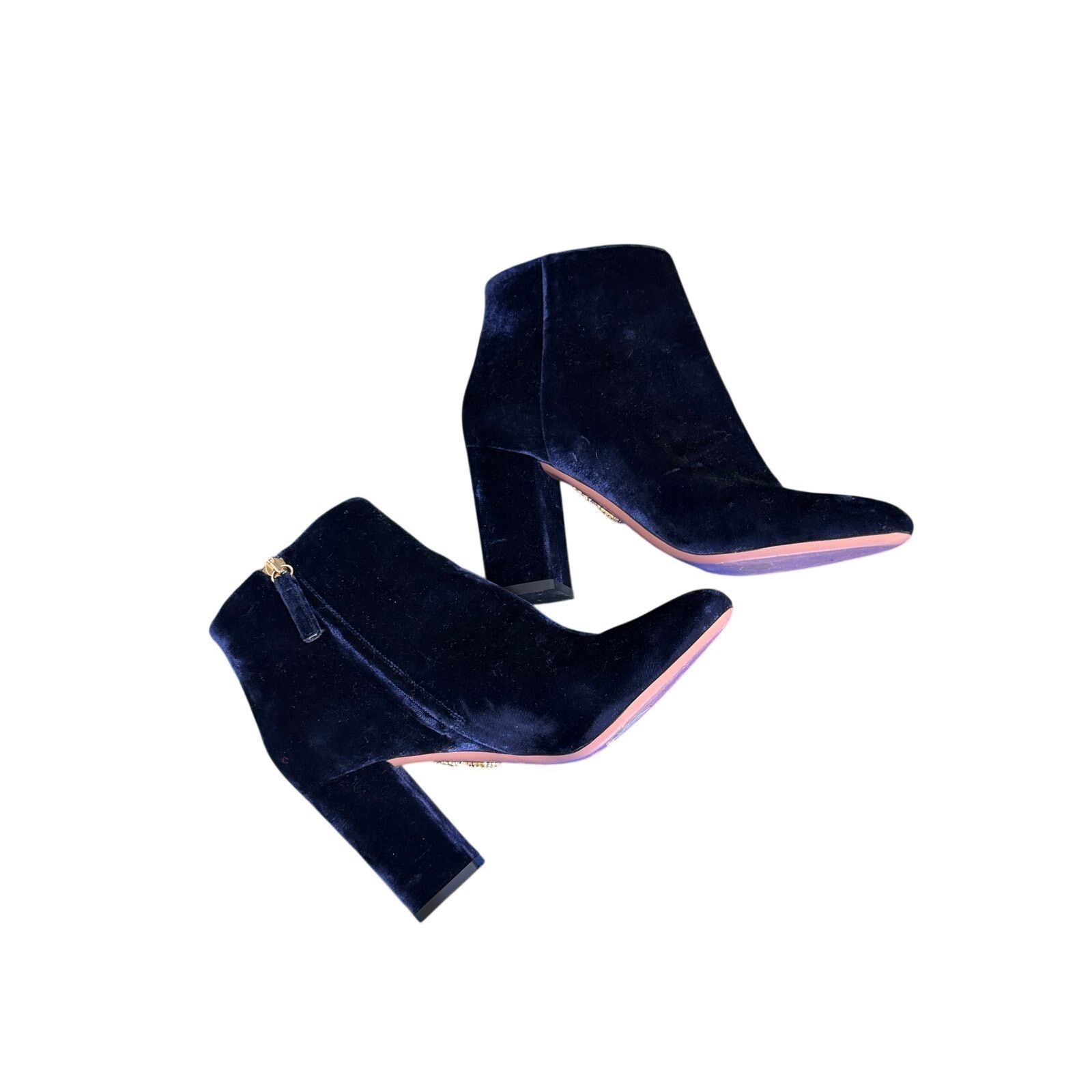 Other Aquazzura Firenze *Like New* Navy Velvet Boots Size US 7 / IT 37 - 3 Thumbnail