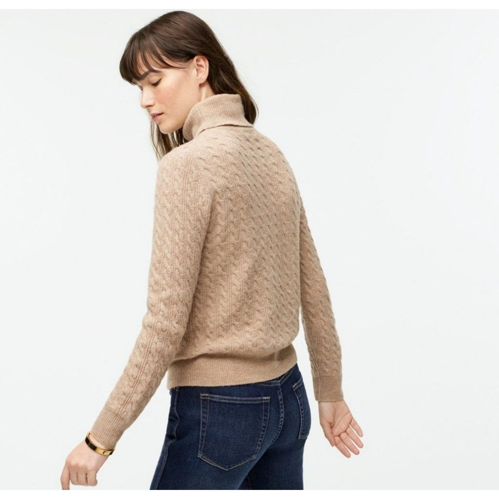 J.Crew J CREW0 Ruffle Front Cable Knit Alpaca Wool Turtleneck Size XS / US 0-2 / IT 36-38 - 2 Thumbnail