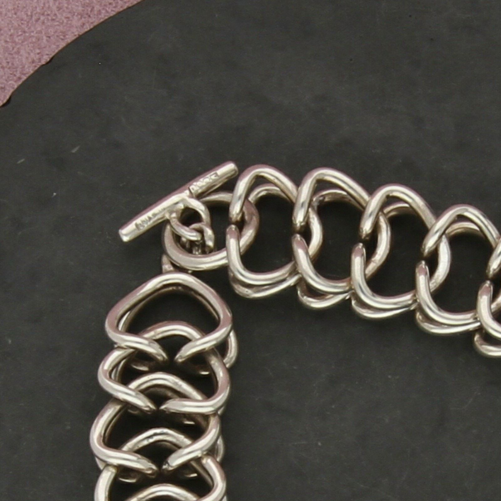 Sterling Silver sterling silver unique link chain toggle bracelet size 7in Size ONE SIZE - 3 Thumbnail