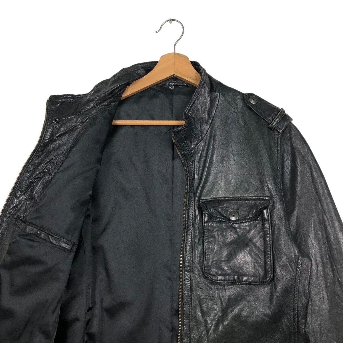 Issey Miyake 🔥VINTAGE BIKER LEATHER JACKET ON BOARD ISSEY MIYAKE Size US L / EU 52-54 / 3 - 14 Thumbnail