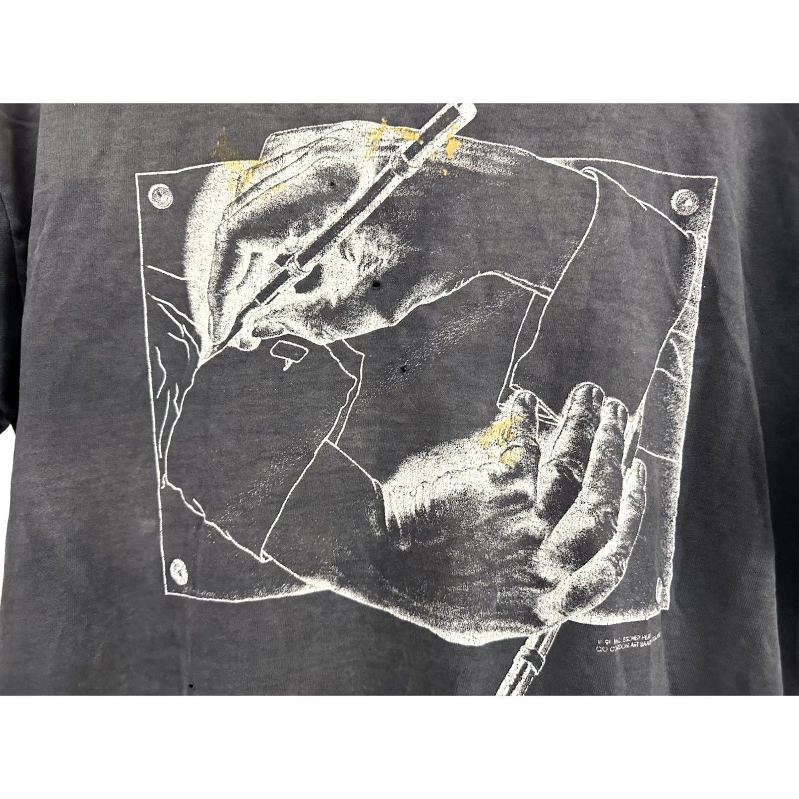 Thrasher VTG Andazia T-Shirt Black L Grunge Thrashed Faded Distressed Worn Wip Workwear Mens Shirt 90s Style Vintage MC Escher Drawing Hands Gradient Sun Fade Size US L / EU 52-54 / 3 - 4 Thumbnail