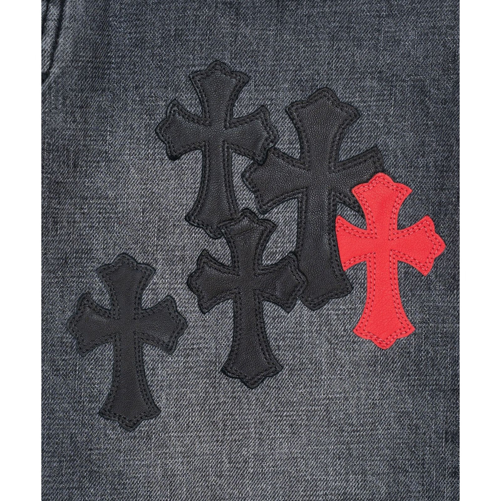 Chrome Hearts CLB Grey Black & Red Cross Patch Jeans Size US 34 / EU 50 - 4 Thumbnail