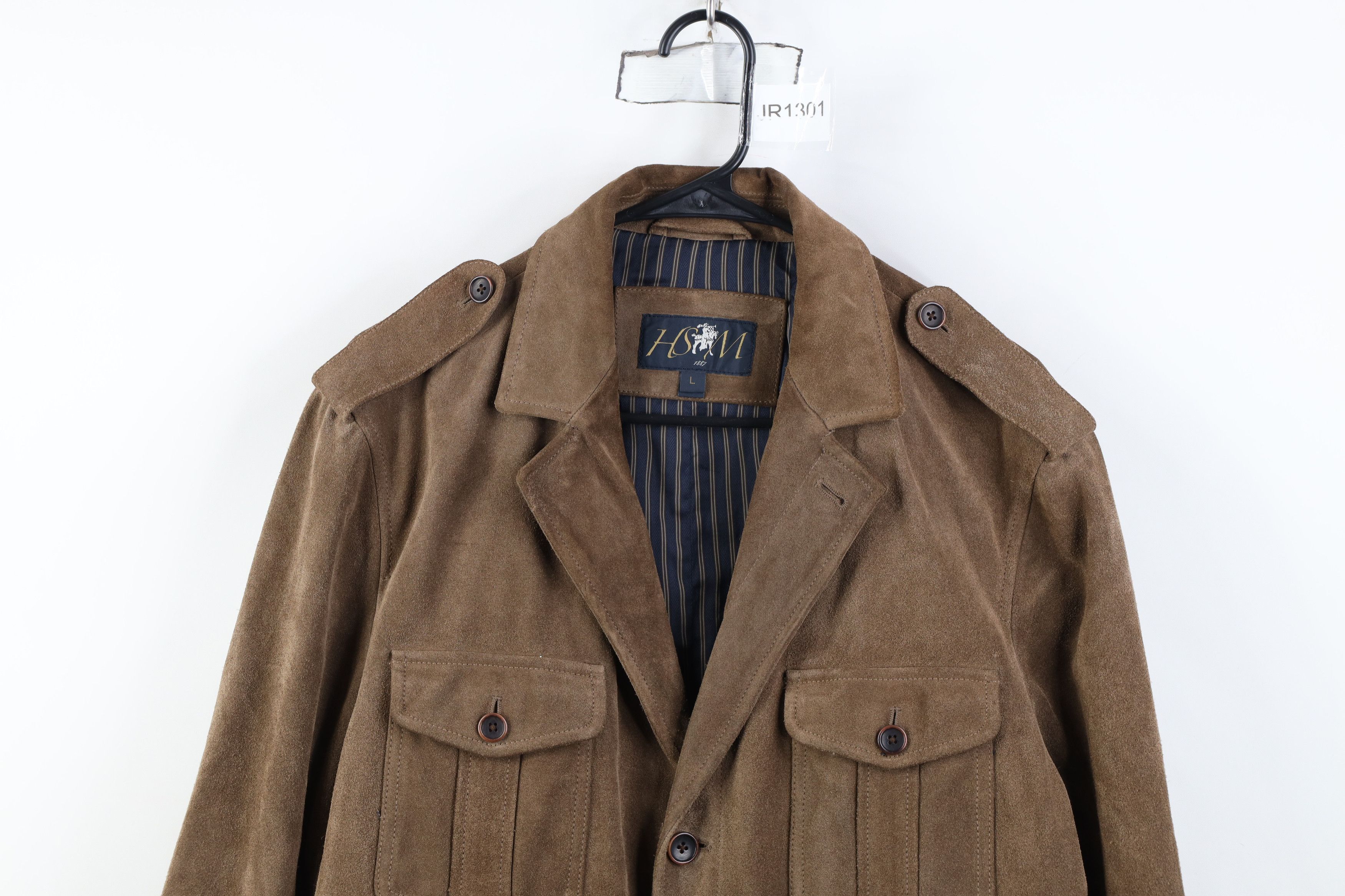 Vintage Vintage 90s Streetwear Suede Leather Military Blazer Jacket Size US L / EU 52-54 / 3 - 2 Thumbnail