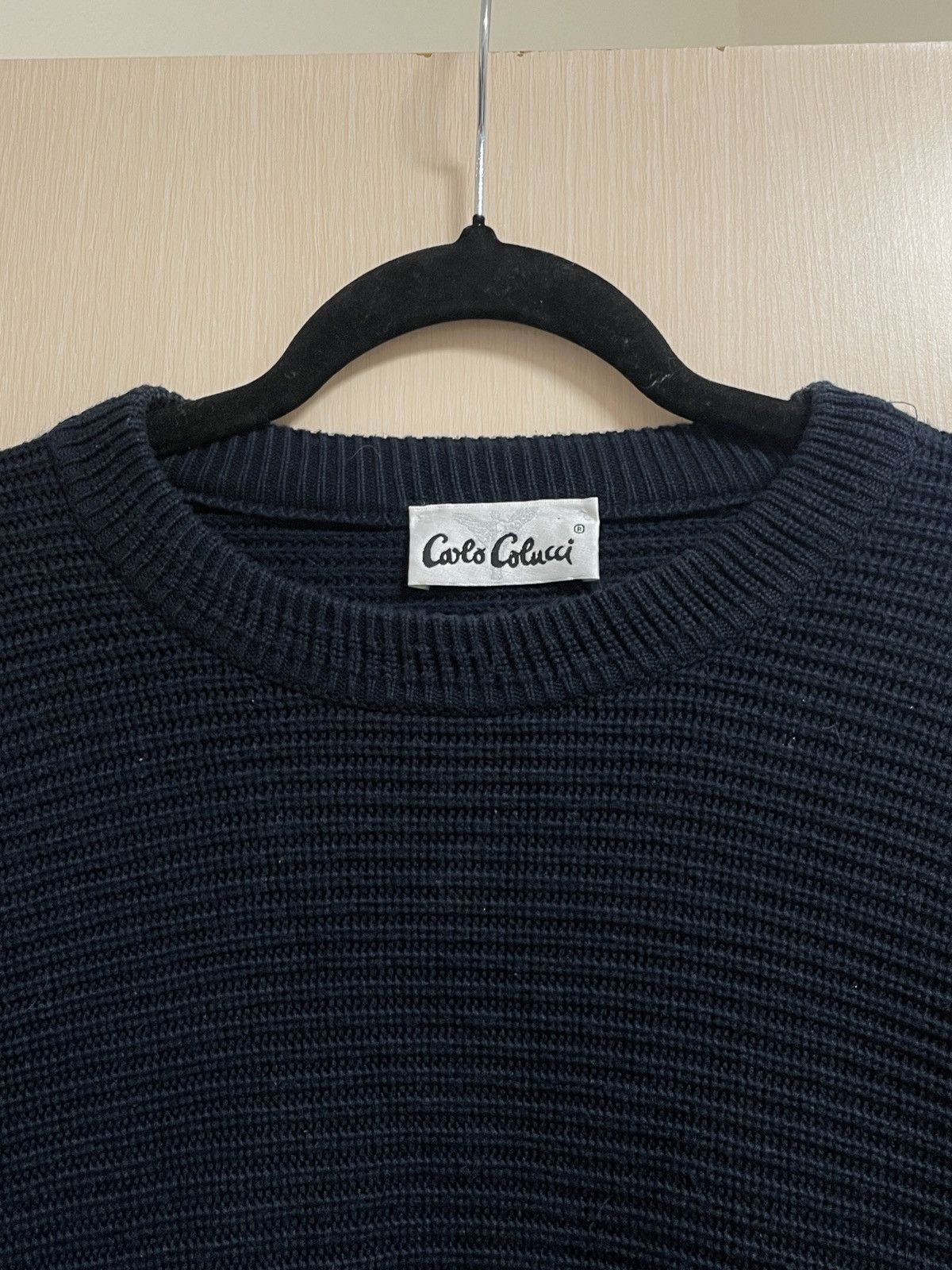Carlo Colucci Vintage 90s Carlo Colucci Navy Blue Cotton Sweater Size XL Size US XL / EU 56 / 4 - 5 Thumbnail
