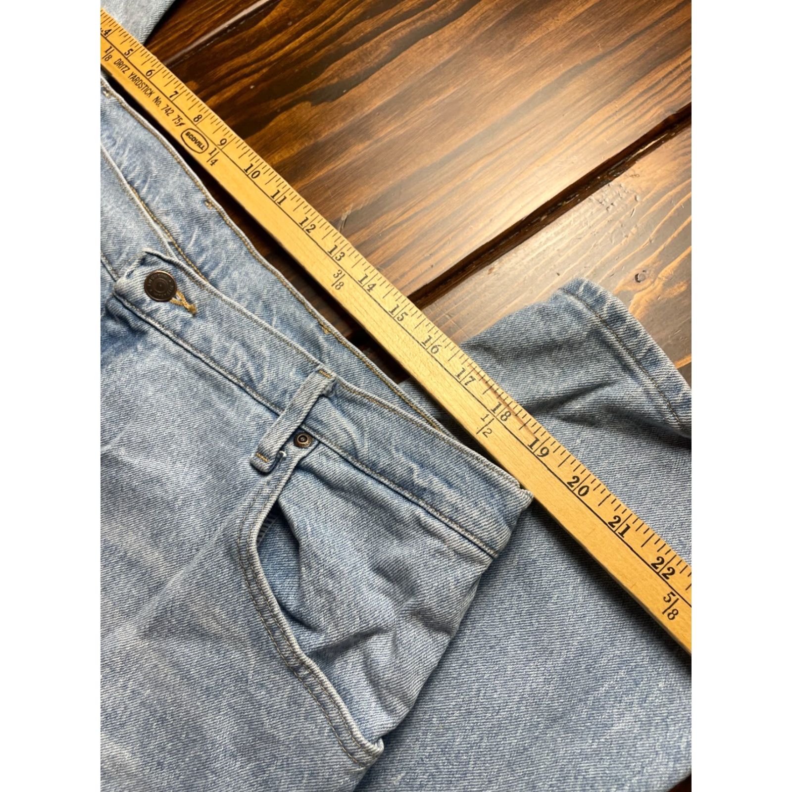 Wrangler Wrangler Jeans Men's 40X30 Blue Denim Straight Leg Bleach Wash Work Pants Jeans Size US 39 - 7 Thumbnail