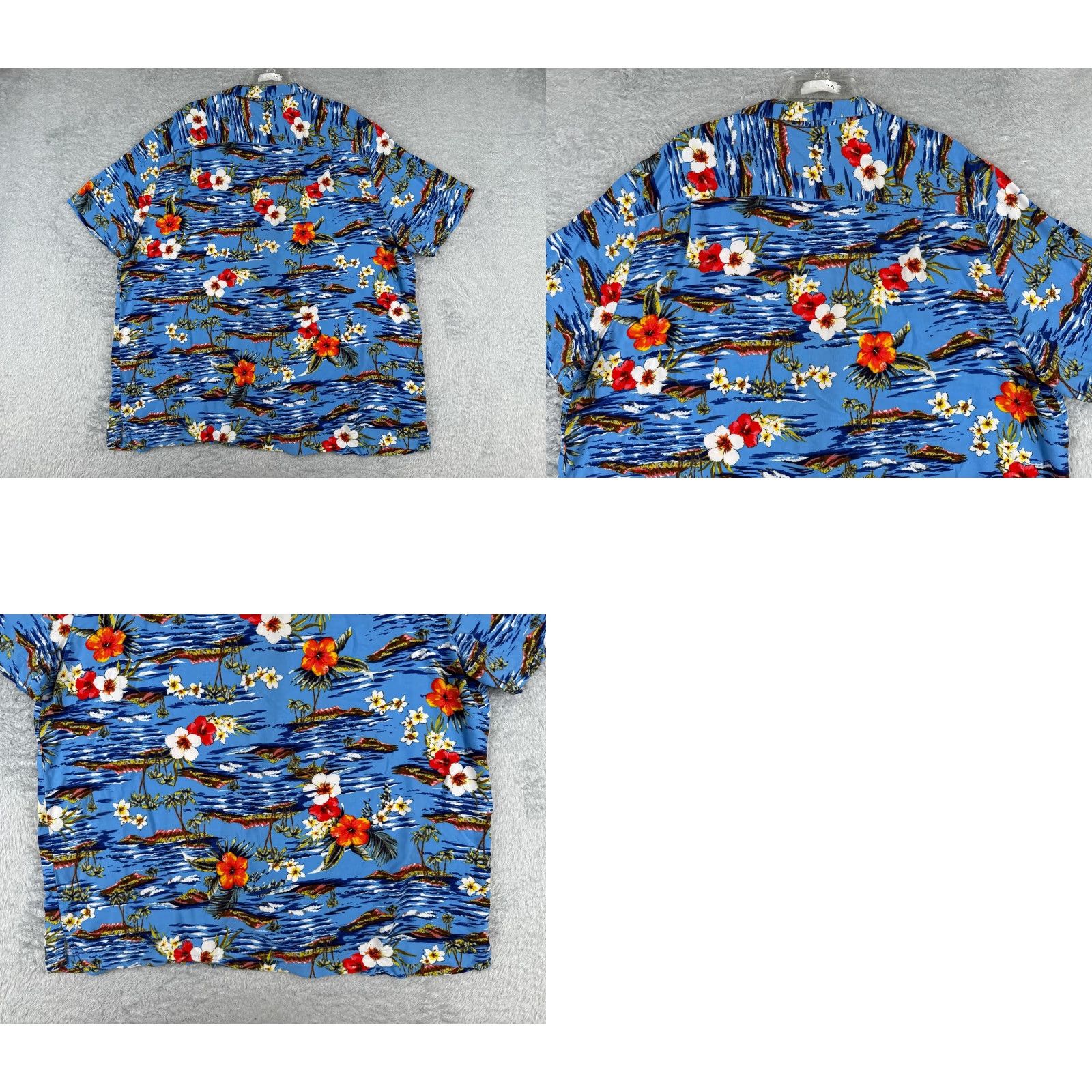 George George Mens Shirt 2XL Hawaiian Floral Short Sleeve Button-Up Blue Size US XXL / EU 58 / 5 - 9 Thumbnail