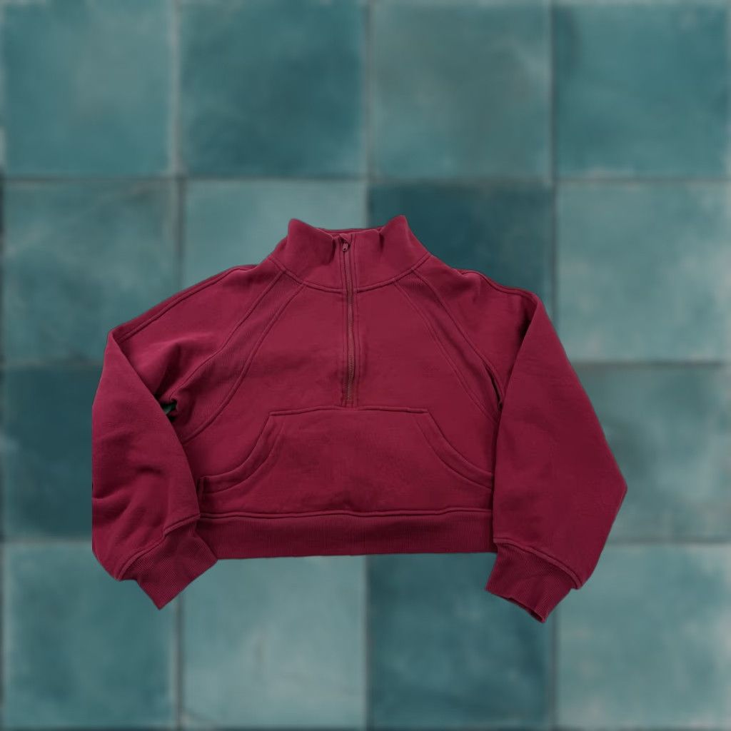 Vintage CRZ YOGA Sweatshirt Womens S Red Fleece 1/2 Zip Mock Neck Cropped Pullover Size S / US 4 / IT 40 - 1 Thumbnail