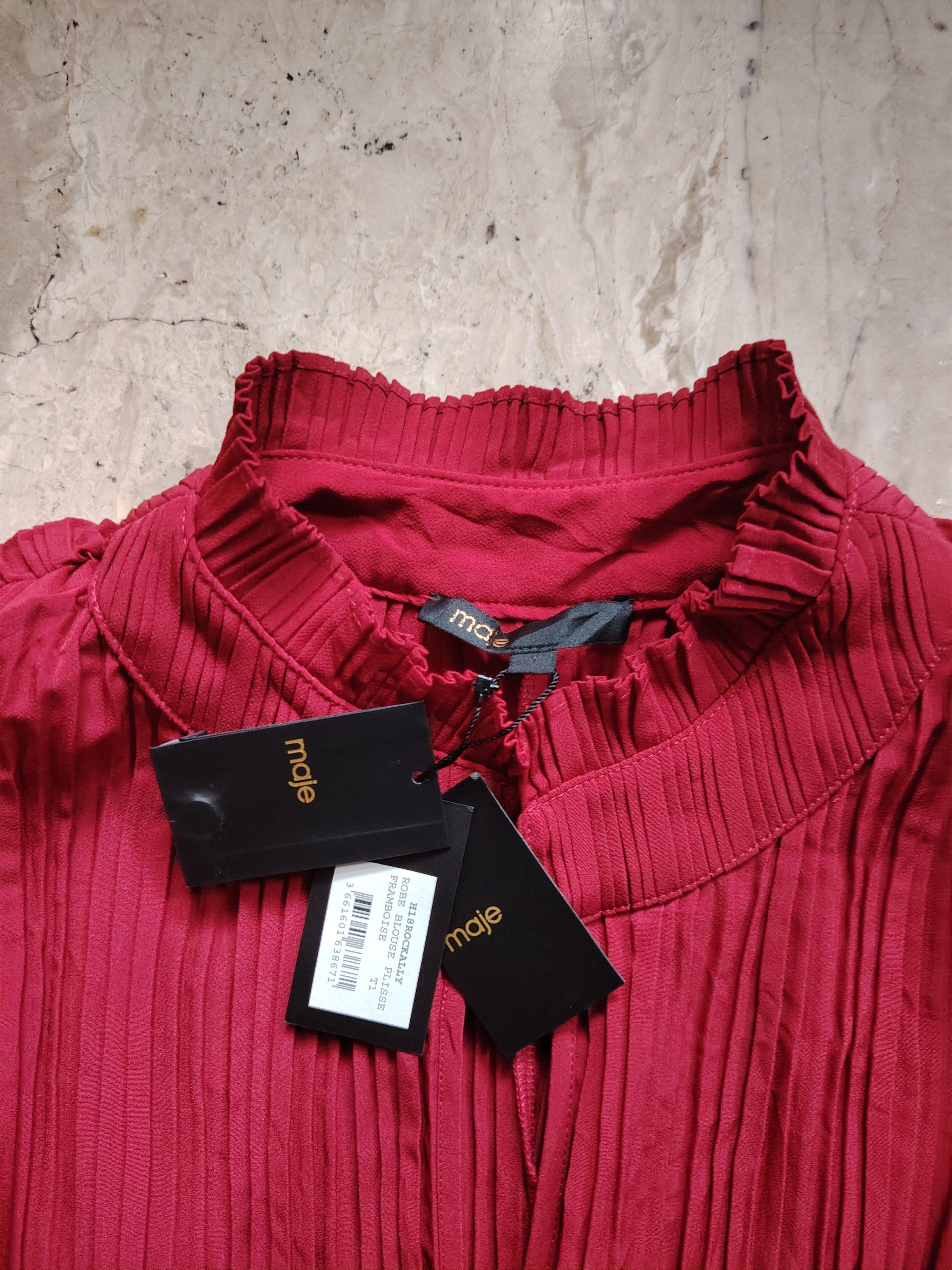 Maje Maje robe blouse plisse framboise Size M / US 6-8 / IT 42-44 - 2 Thumbnail